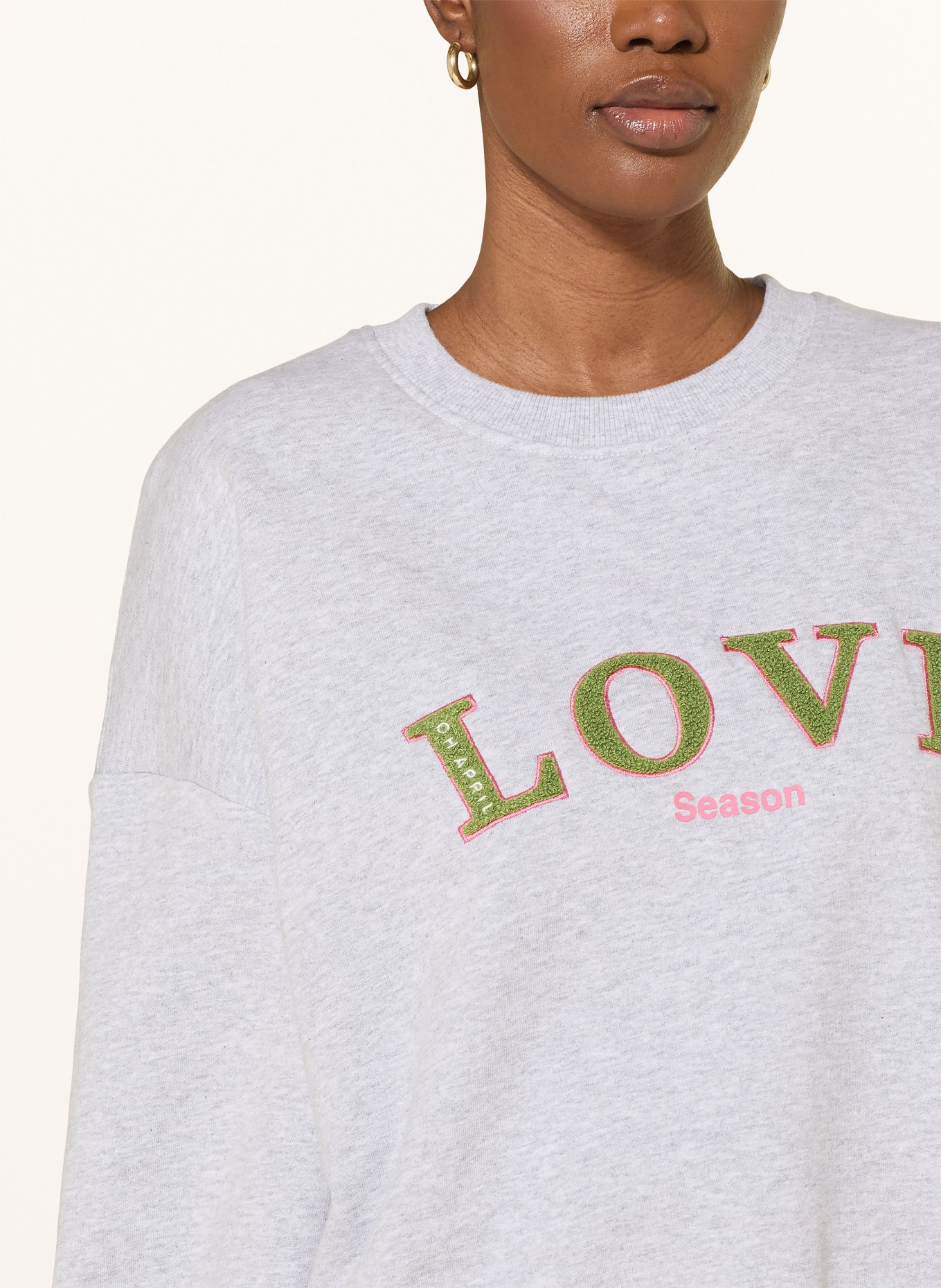 OH APRIL sweatshirt: LIGHT GRAY / PINK / GREEN