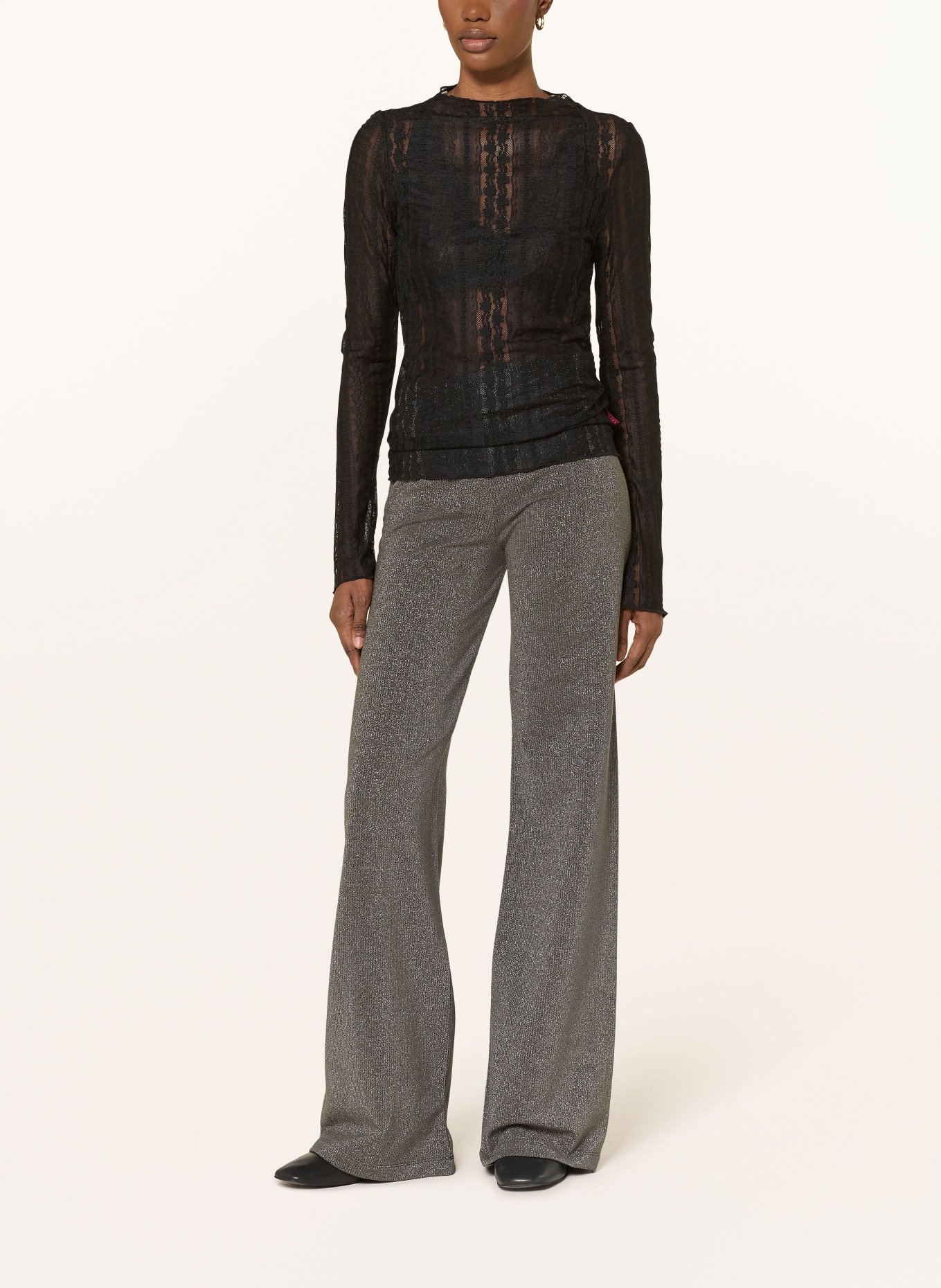 OH APRIL LOUI knit pants with glitter yarn: GRAY