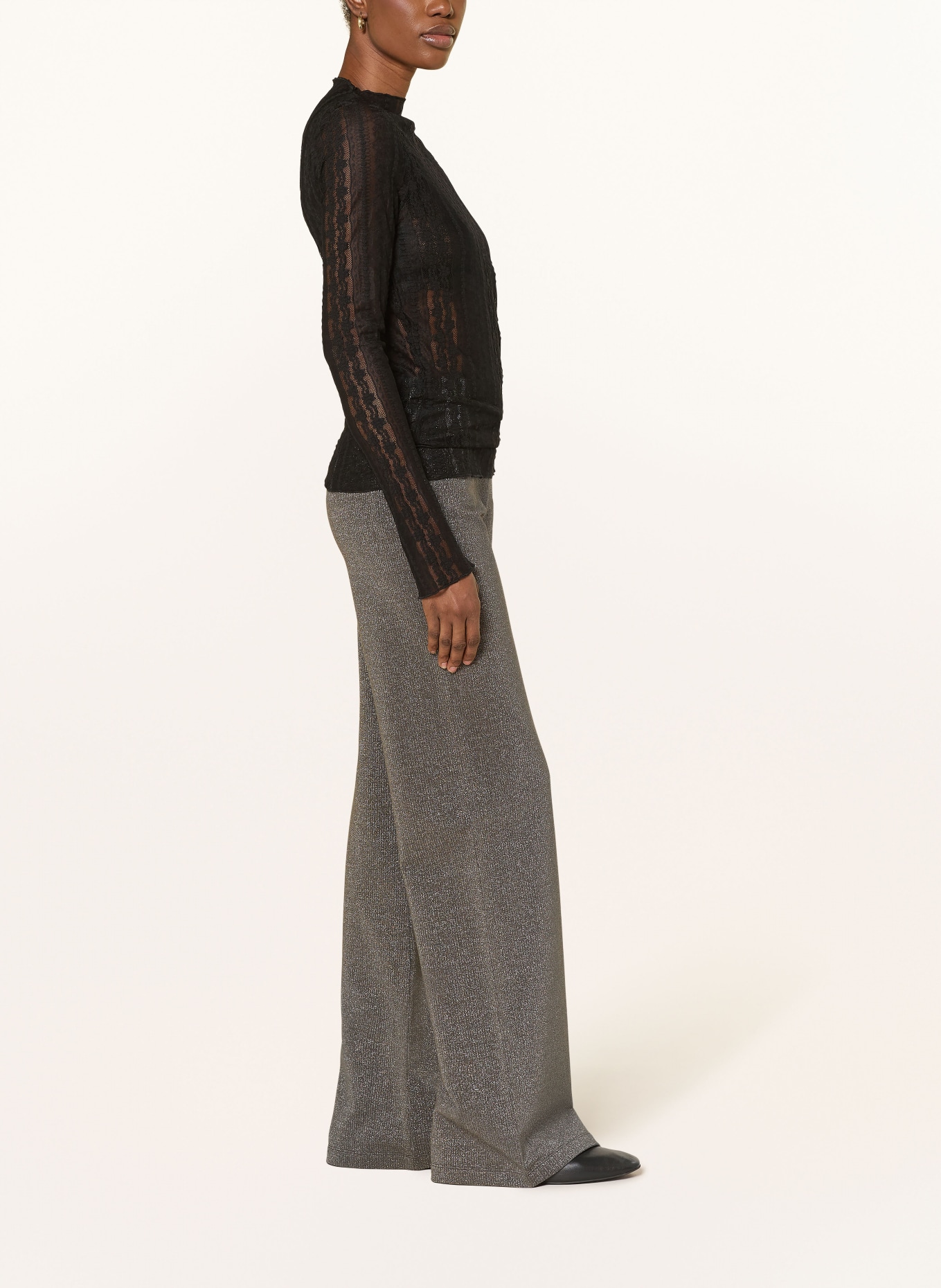 OH APRIL LOUI knit pants with glitter yarn: GRAY