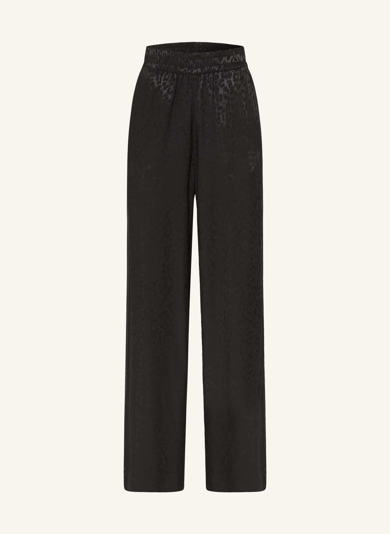 OH APRIL SAELA jacquard pants with braid trim: BLACK