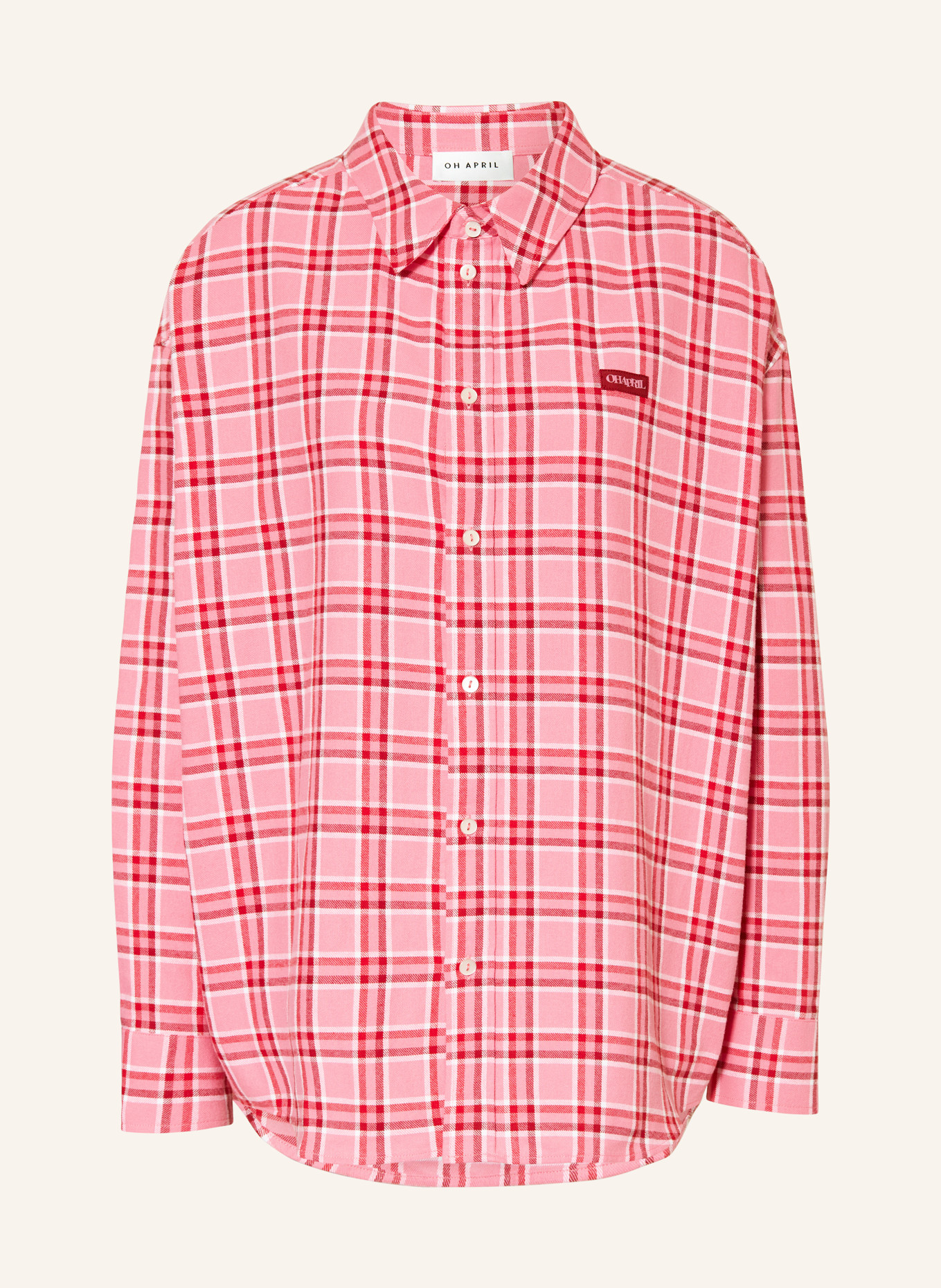 OH APRIL Hemdbluse VIVIAN aus Flanell: ROSA / ROT / WEISS