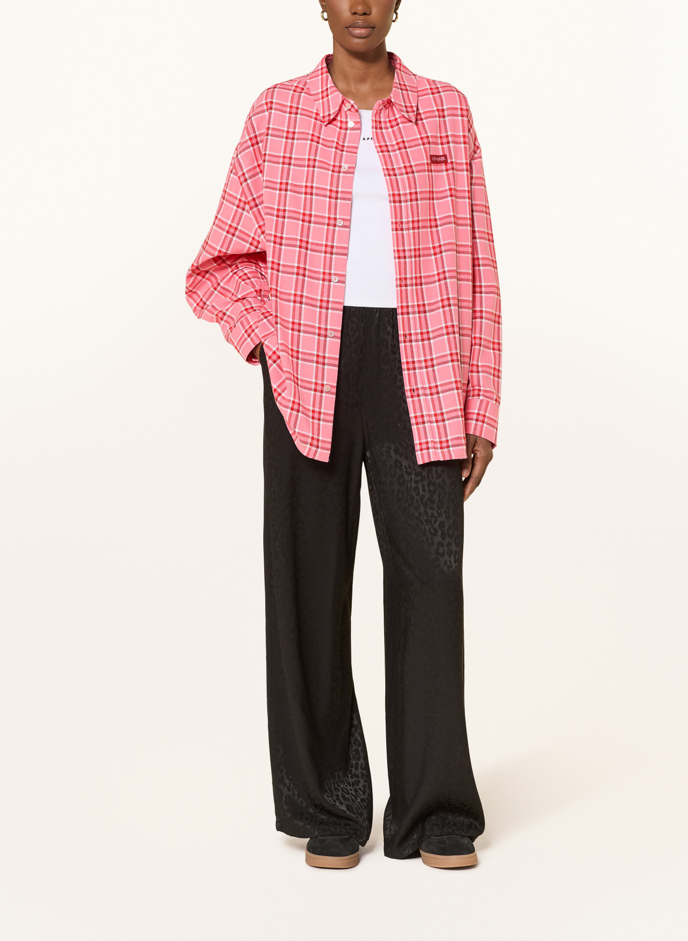 OH APRIL Hemdbluse VIVIAN aus Flanell: ROSA / ROT / WEISS