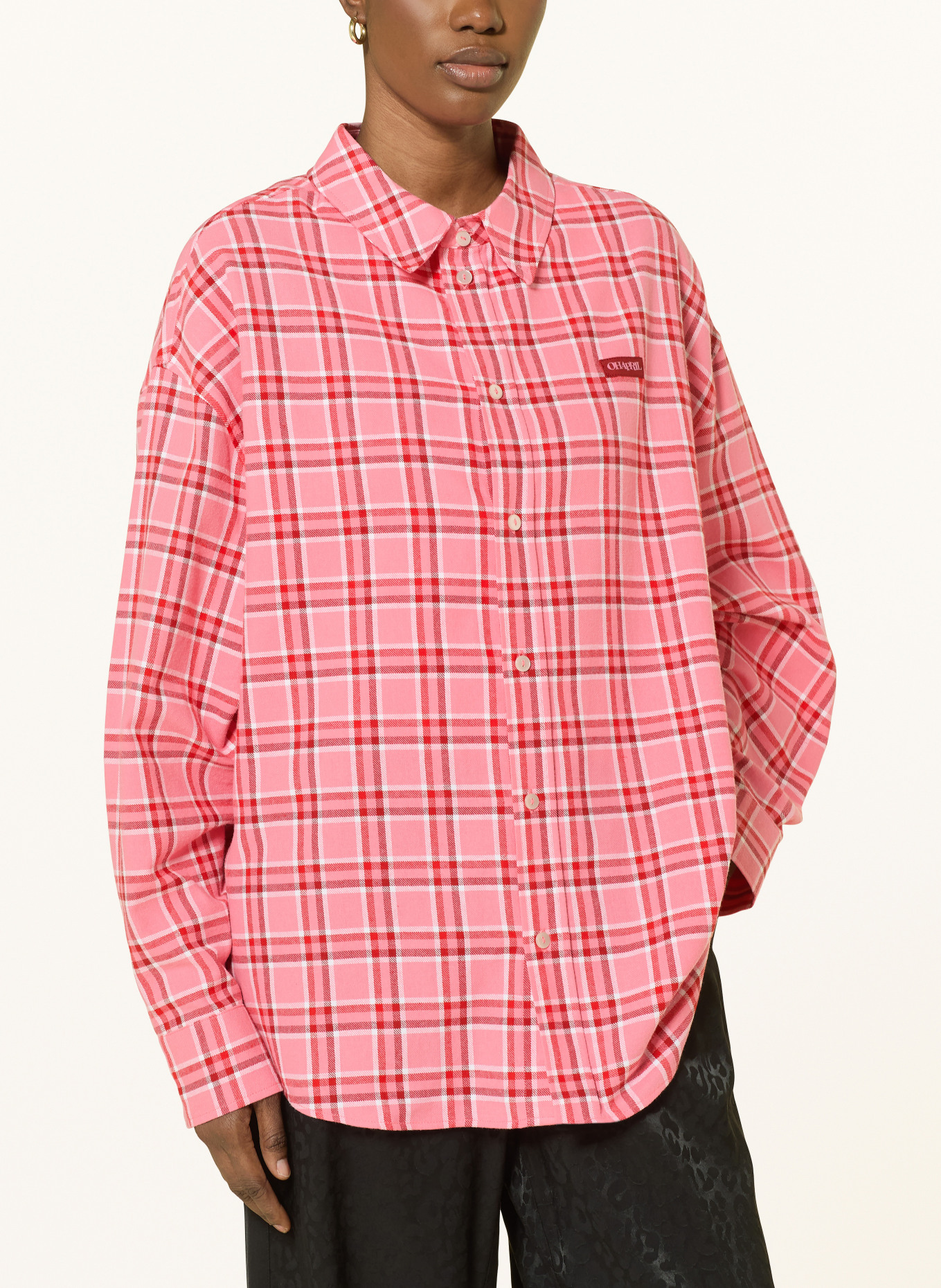 OH APRIL Hemdbluse VIVIAN aus Flanell: ROSA / ROT / WEISS