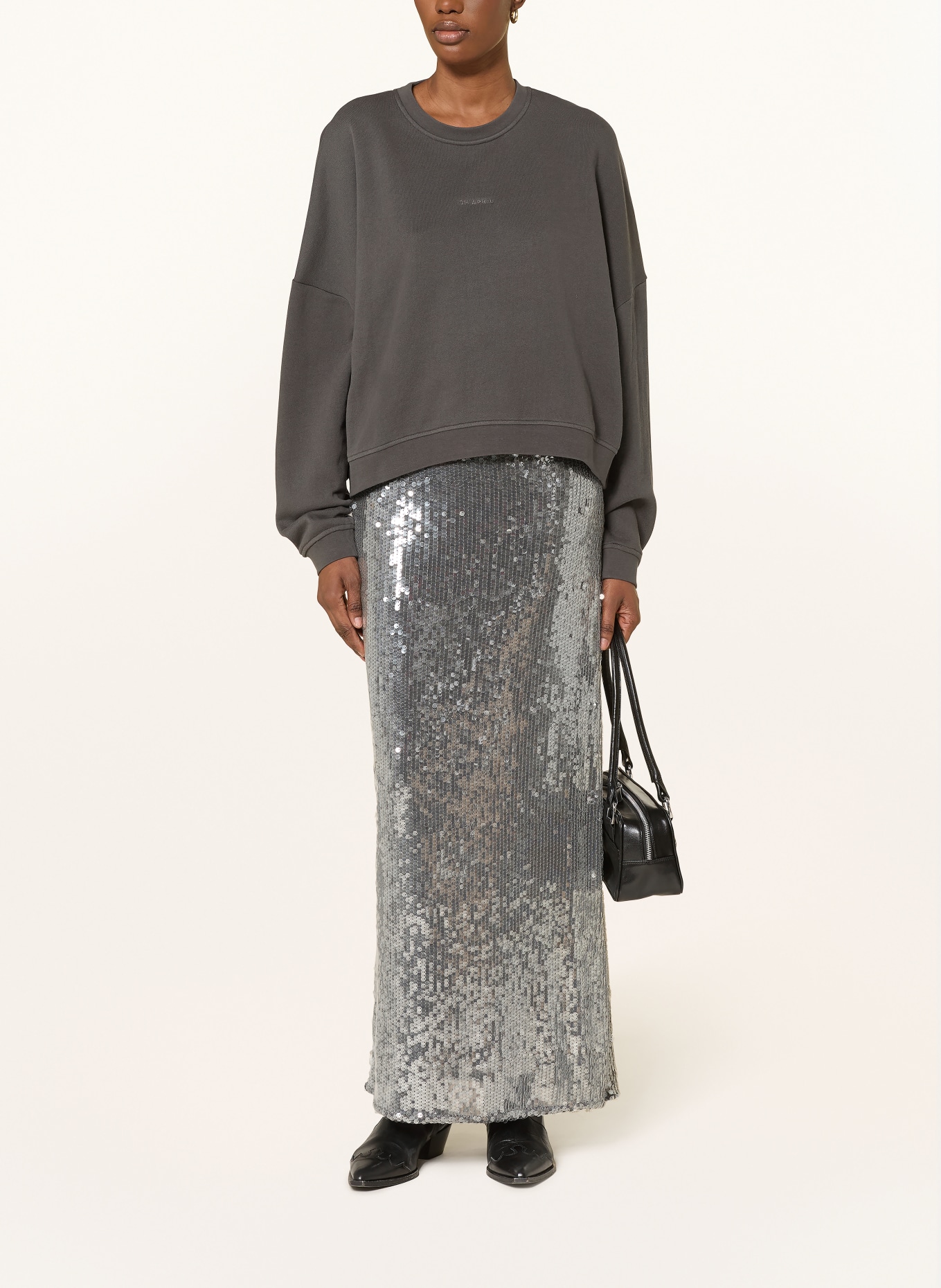 OH APRIL NIKA mesh skirt with sequins: SILVER