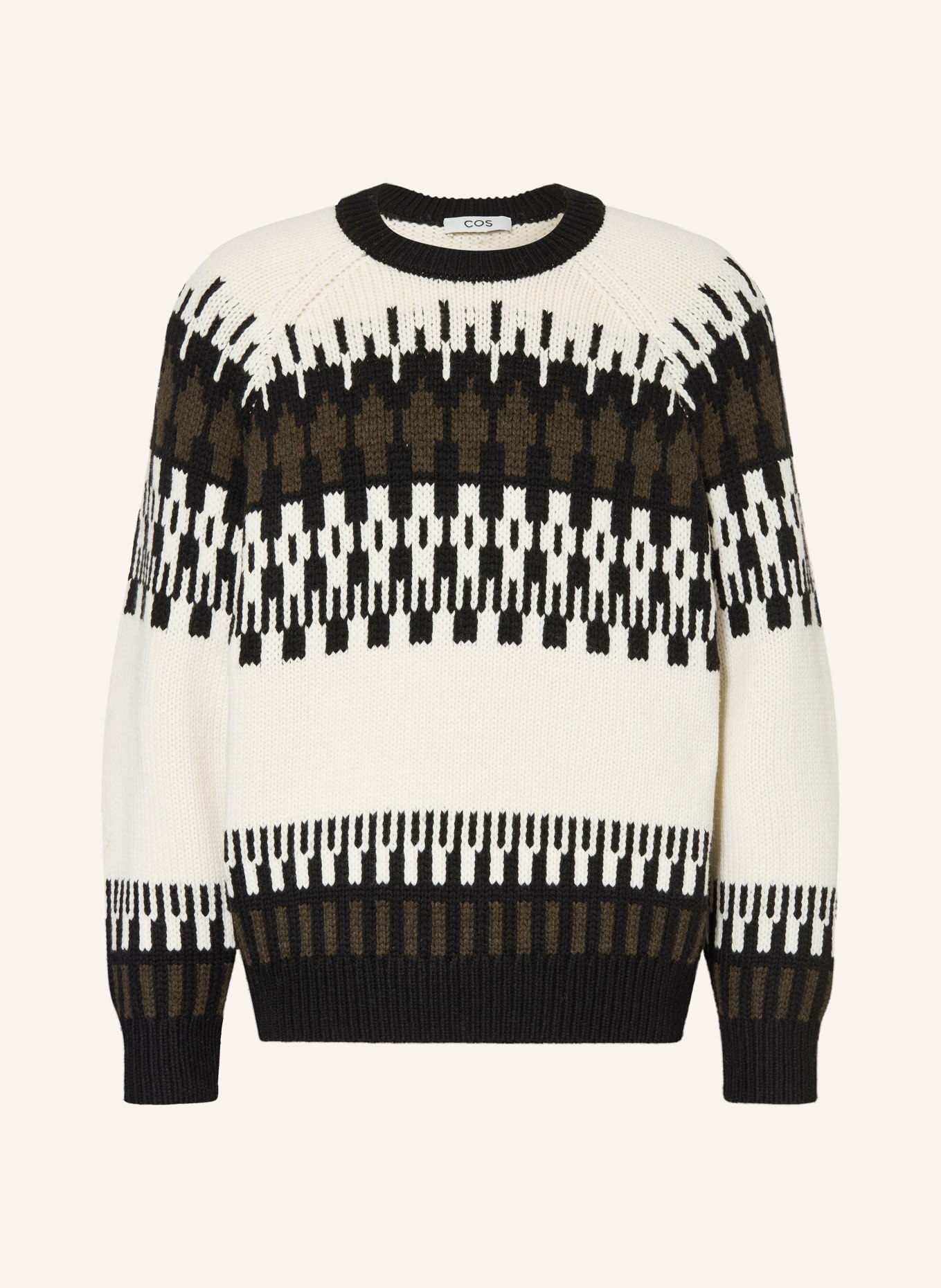 COS Pullover: SCHWARZ / ECRU / KHAKI