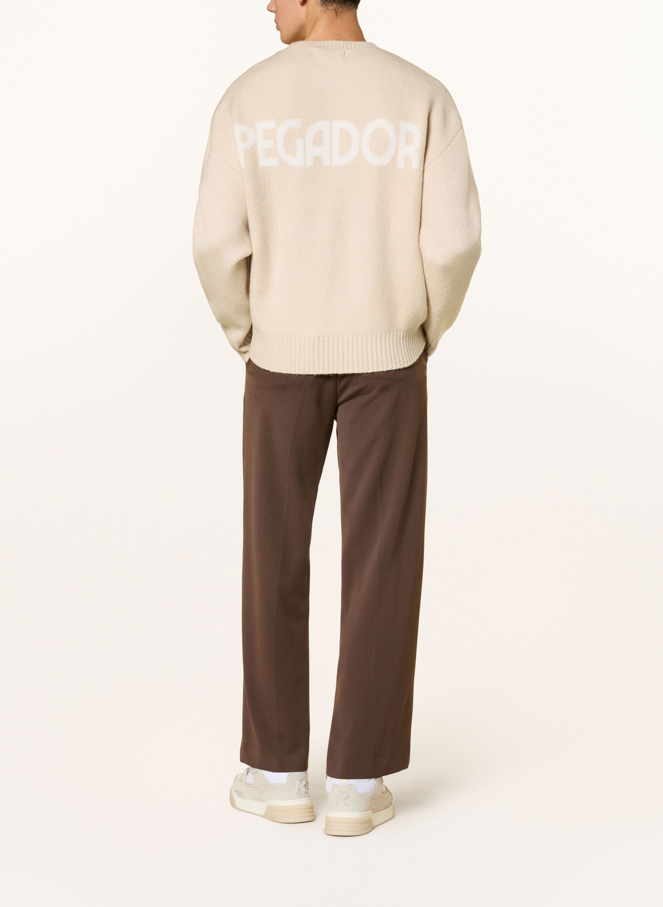 PEGADOR Oversized svetr SPOLETO: BÉŽOVÁ / BÍLÁ