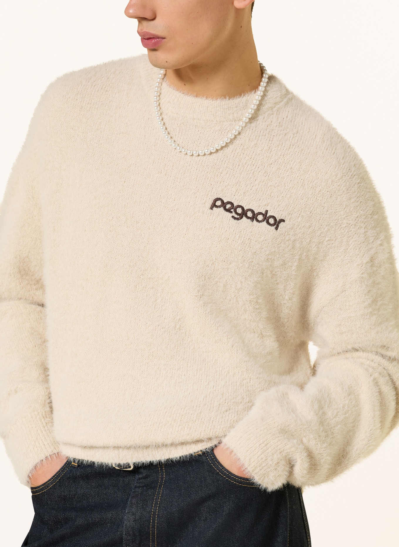 PEGADOR DALIAN sweater: CREAM / DARK BROWN