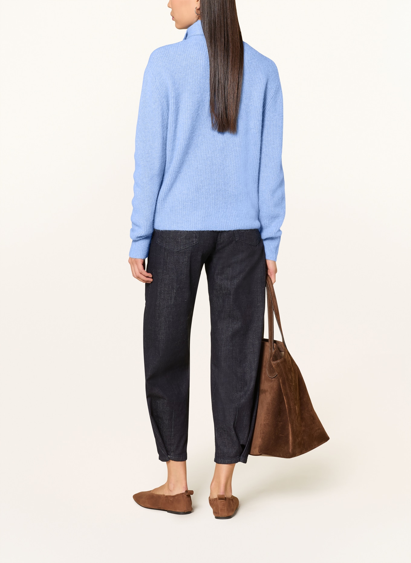 OPUS Pullover PARF mit abnehmbarer Schluppe: HELLGRAU / DUNKELBLAU