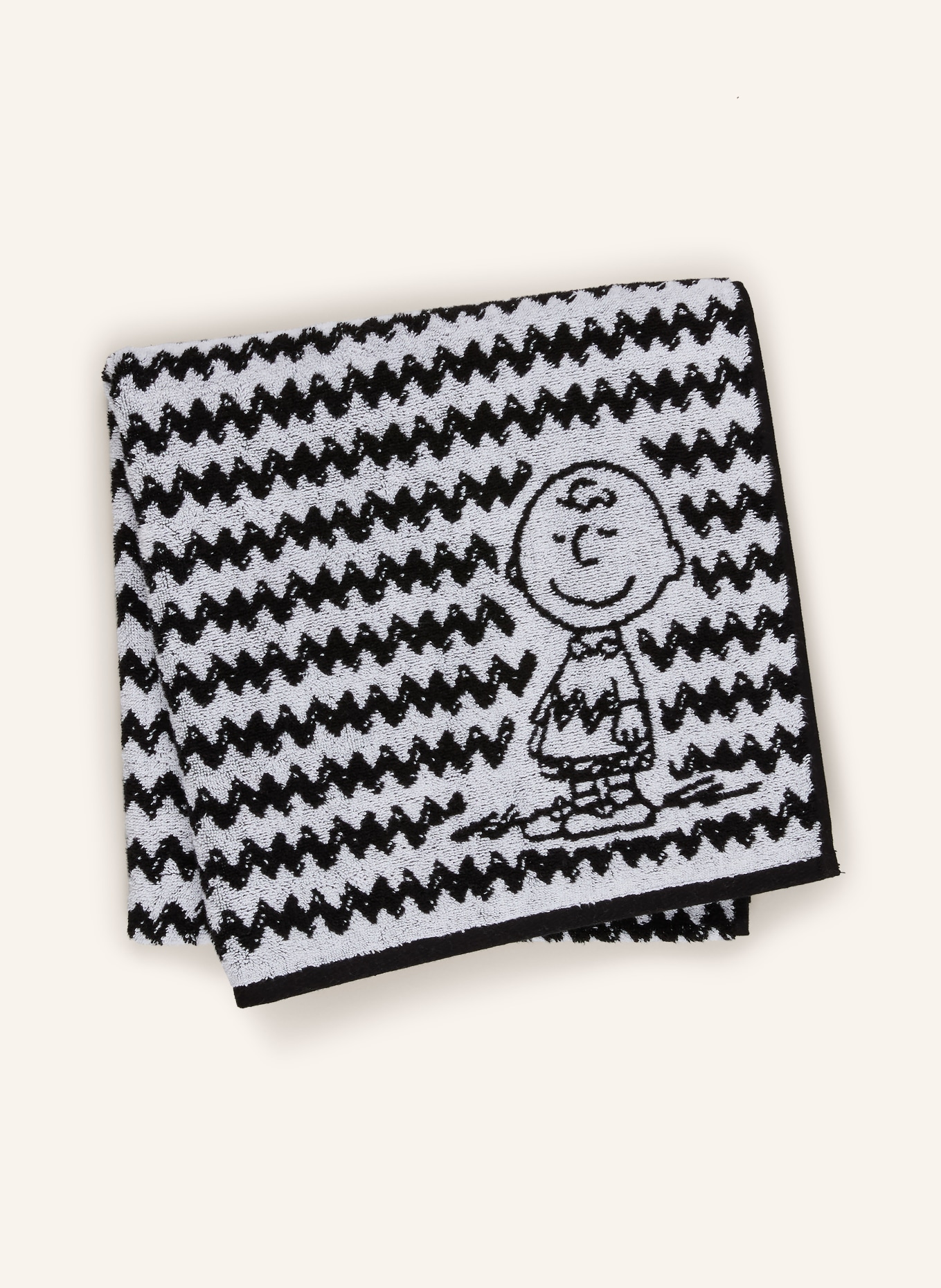 VOSSEN Duschtuch CHARLIE BROWN: HELLGRAU / SCHWARZ