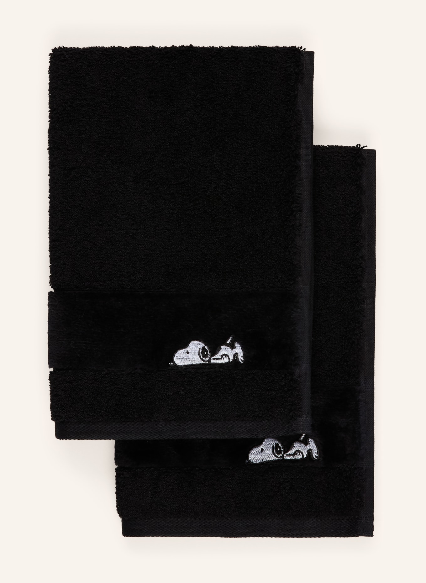VOSSEN 2er-Set Gästehandtücher SLEEPY SNOOPY: SCHWARZ