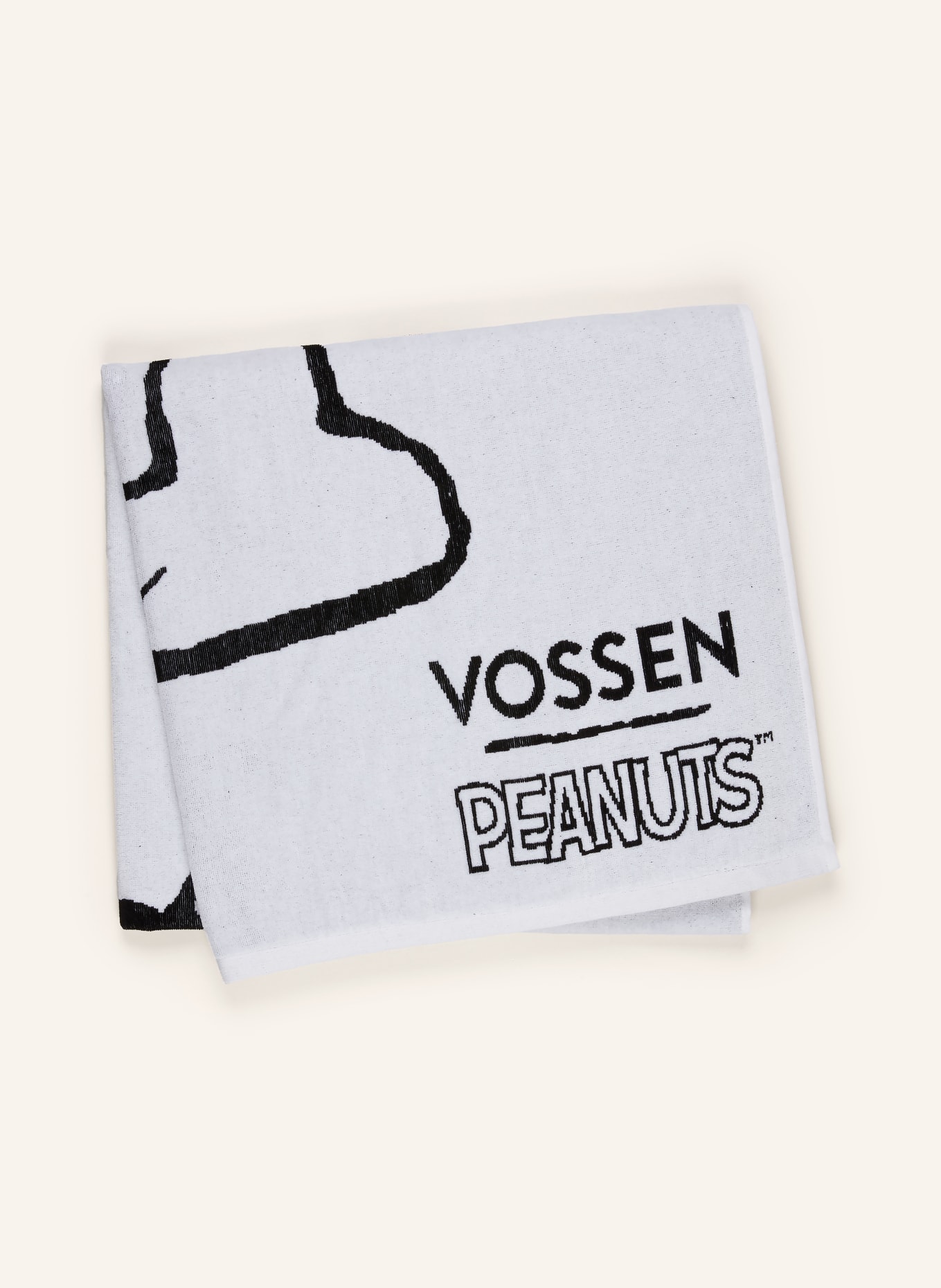 VOSSEN Strandtuch SNOOPY BEACH: WEISS / SCHWARZ