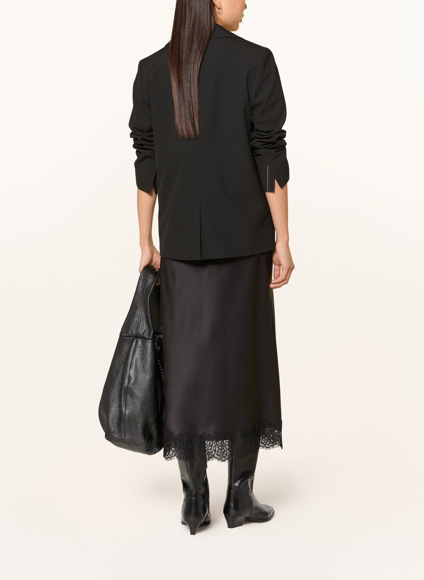 darling harbour Saténová sukně s krajkou: BLACK