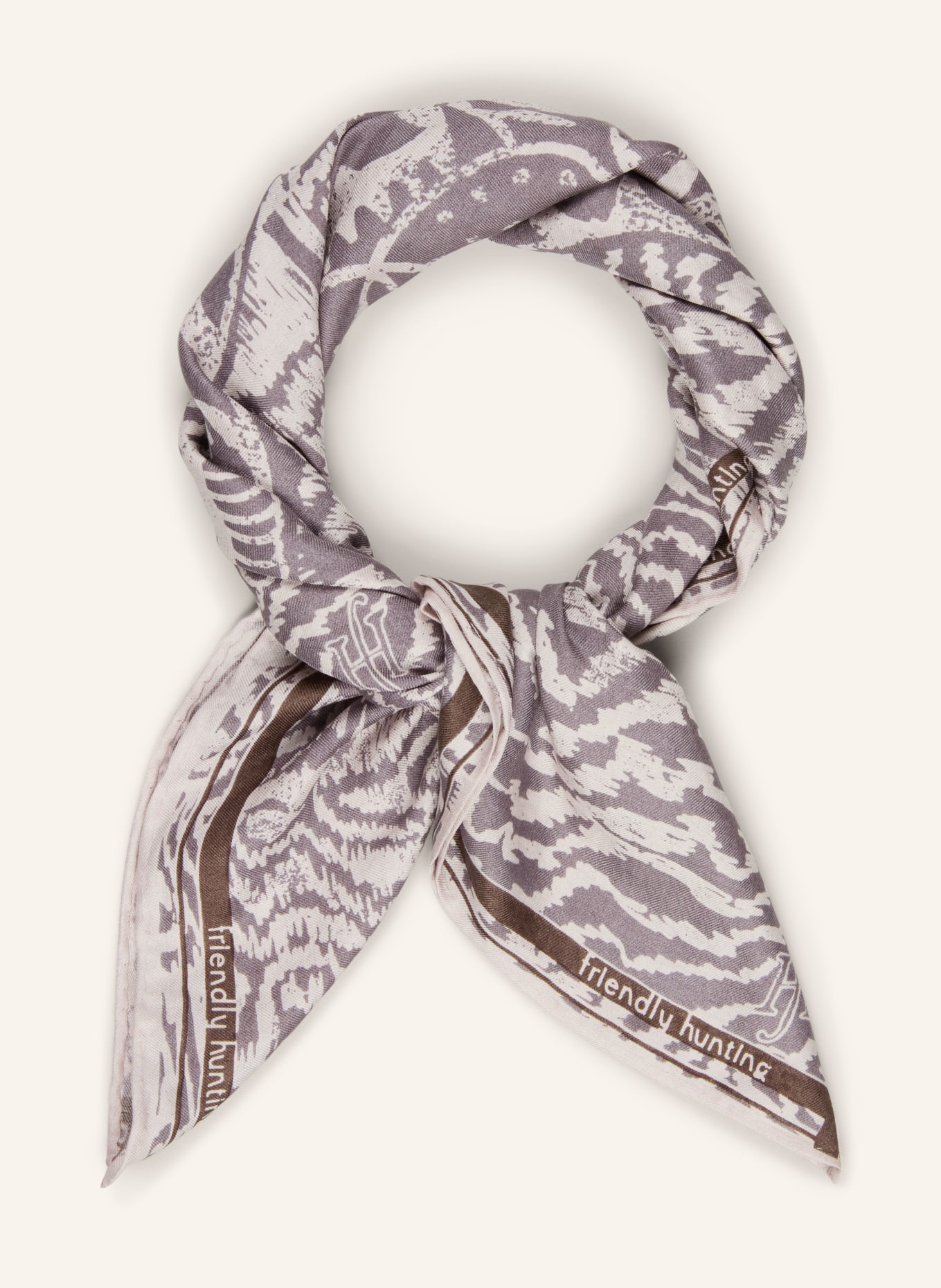 friendly hunting silk scarf: TAUPE / BEIGE