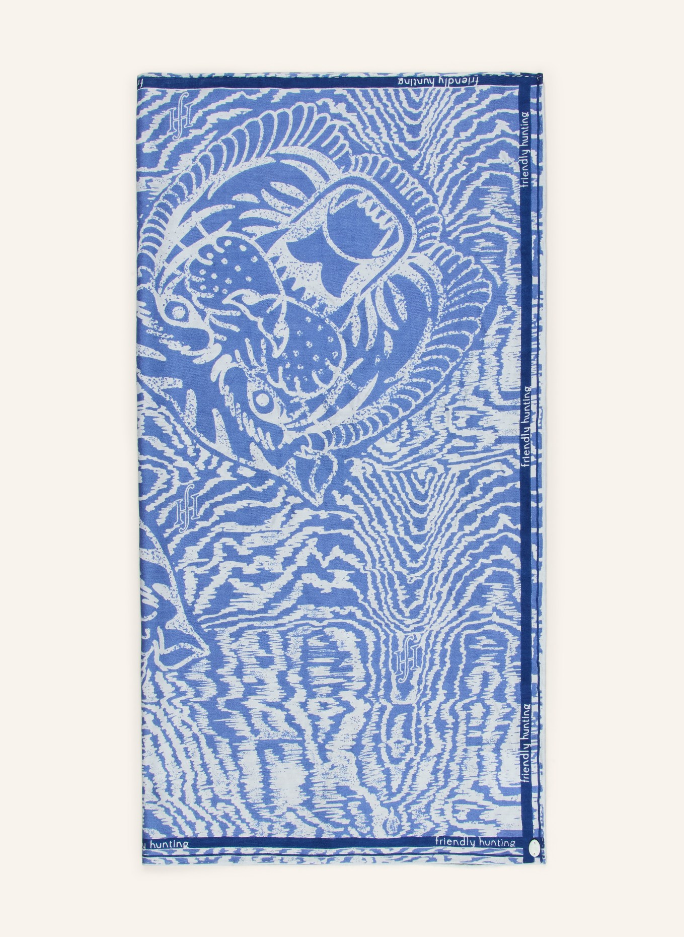 friendly hunting silk scarf: LIGHT BLUE / DARK BLUE / BLUE