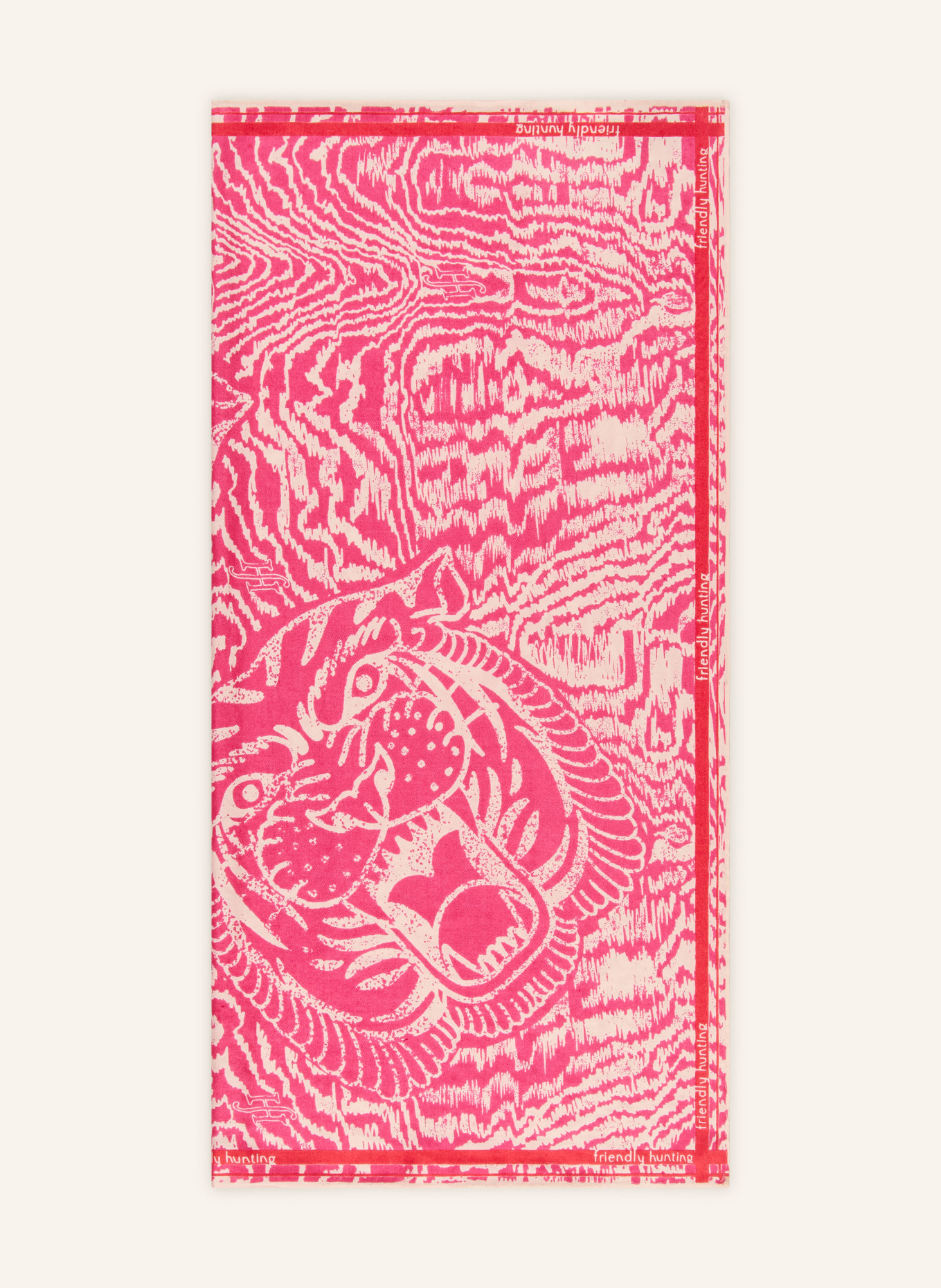 friendly hunting silk scarf: PINK / BEIGE