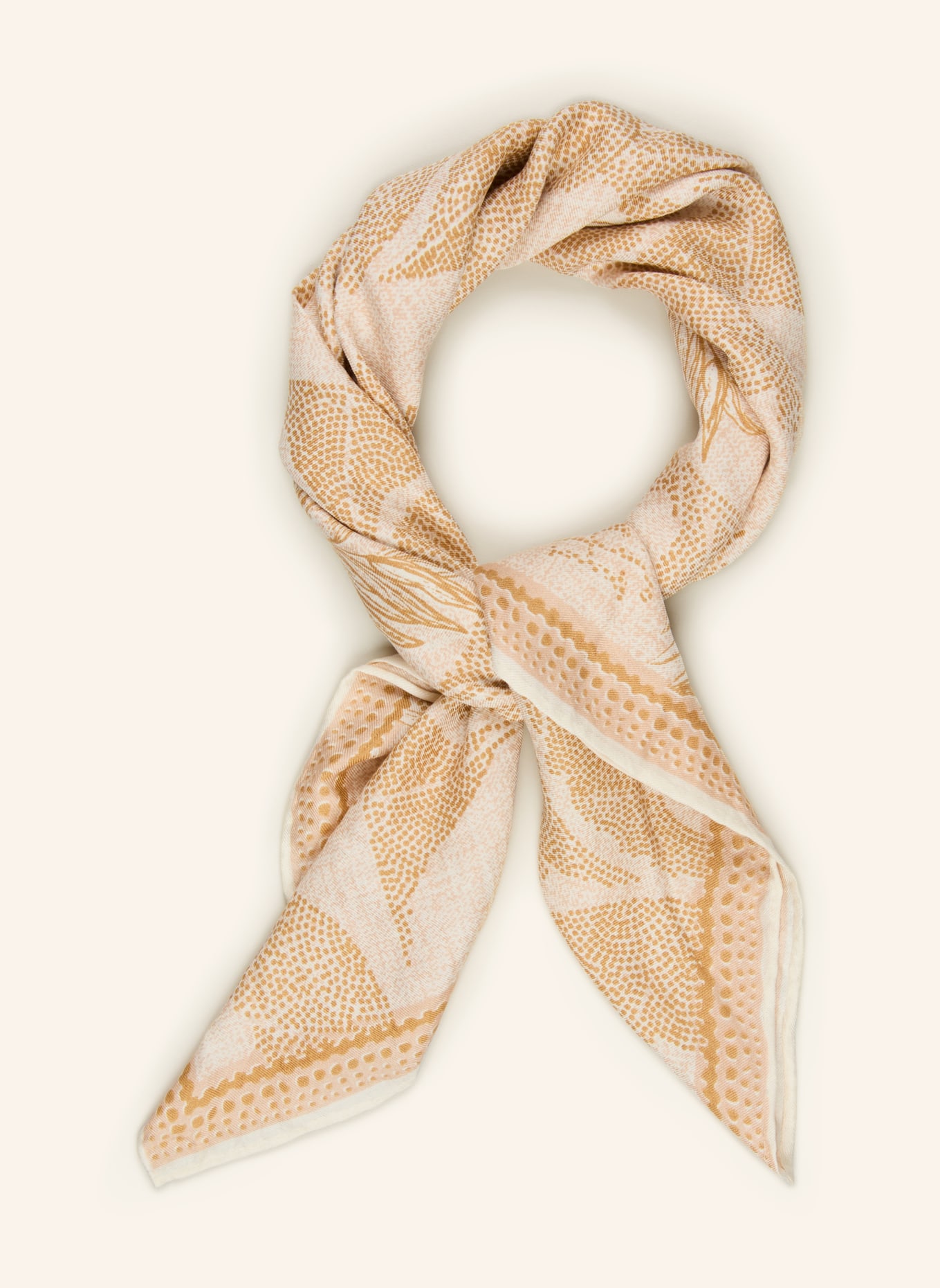friendly hunting silk scarf: BEIGE / CAMEL