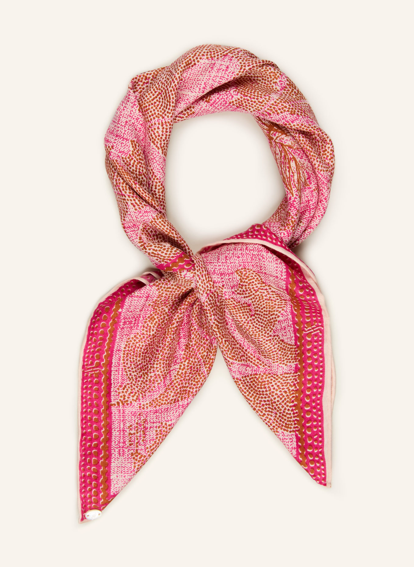 friendly hunting silk scarf: LIGHT PINK / BROWN / PINK