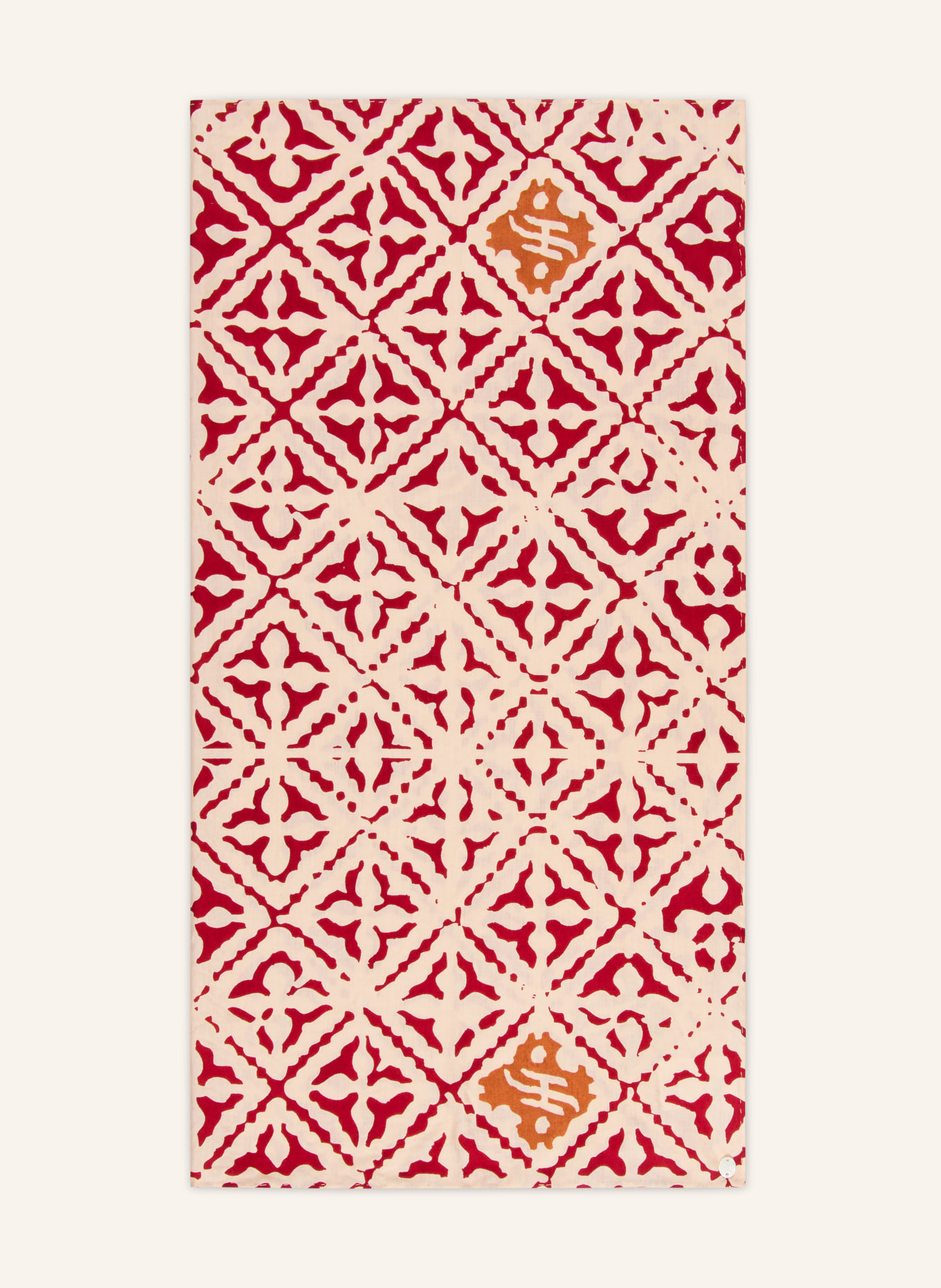 friendly hunting silk scarf: ECRU / DARK RED / DARK ORANGE