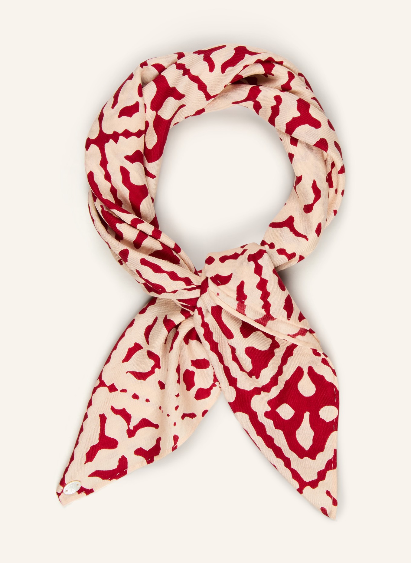 friendly hunting silk scarf: ECRU / DARK RED / DARK ORANGE