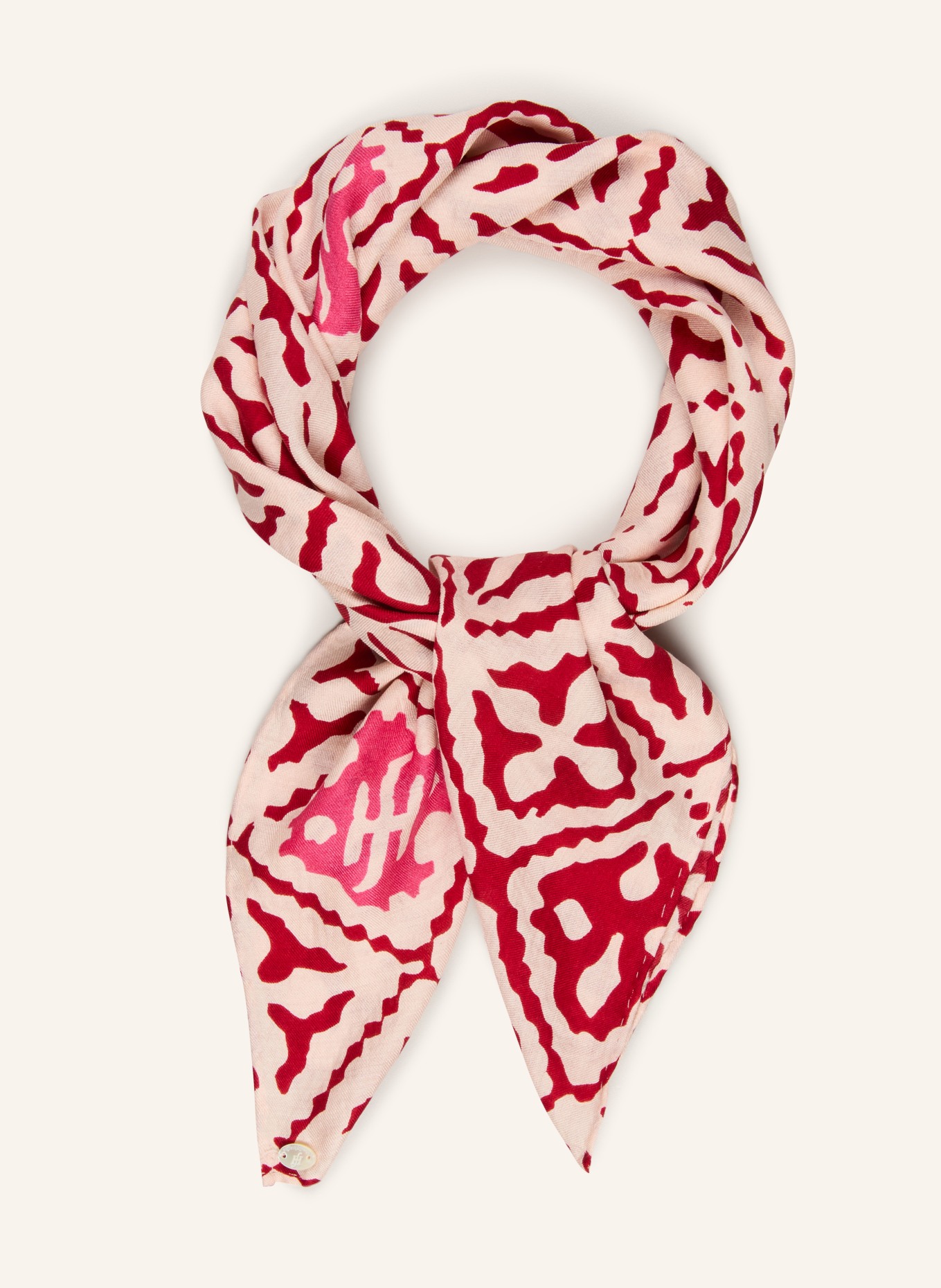 friendly hunting silk scarf: LIGHT PINK / DARK RED