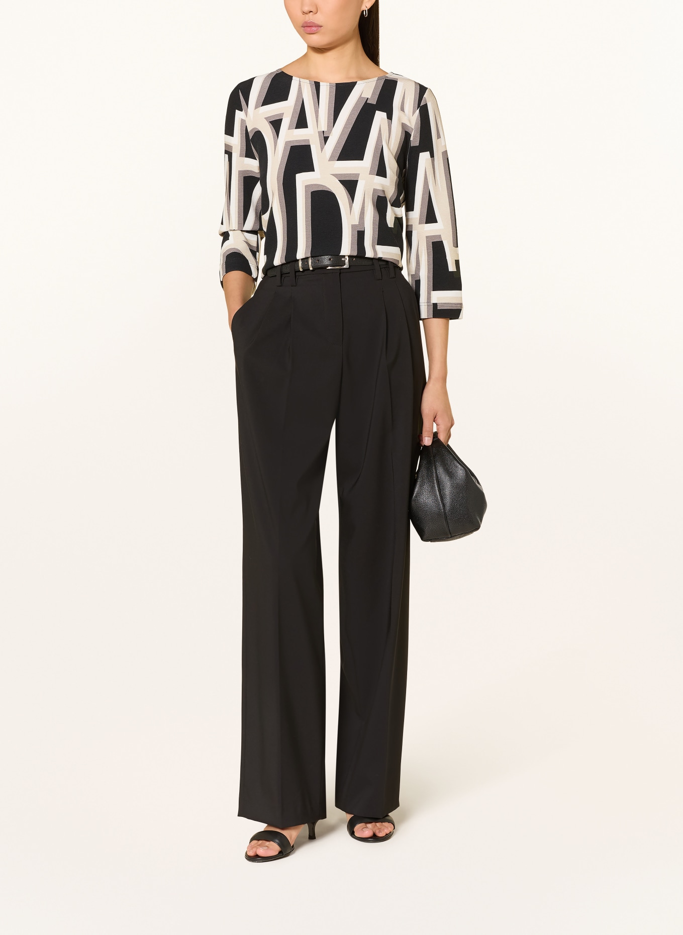 ZAÍDA Shirt mit 3/4-Arm: WEISS / SCHWARZ