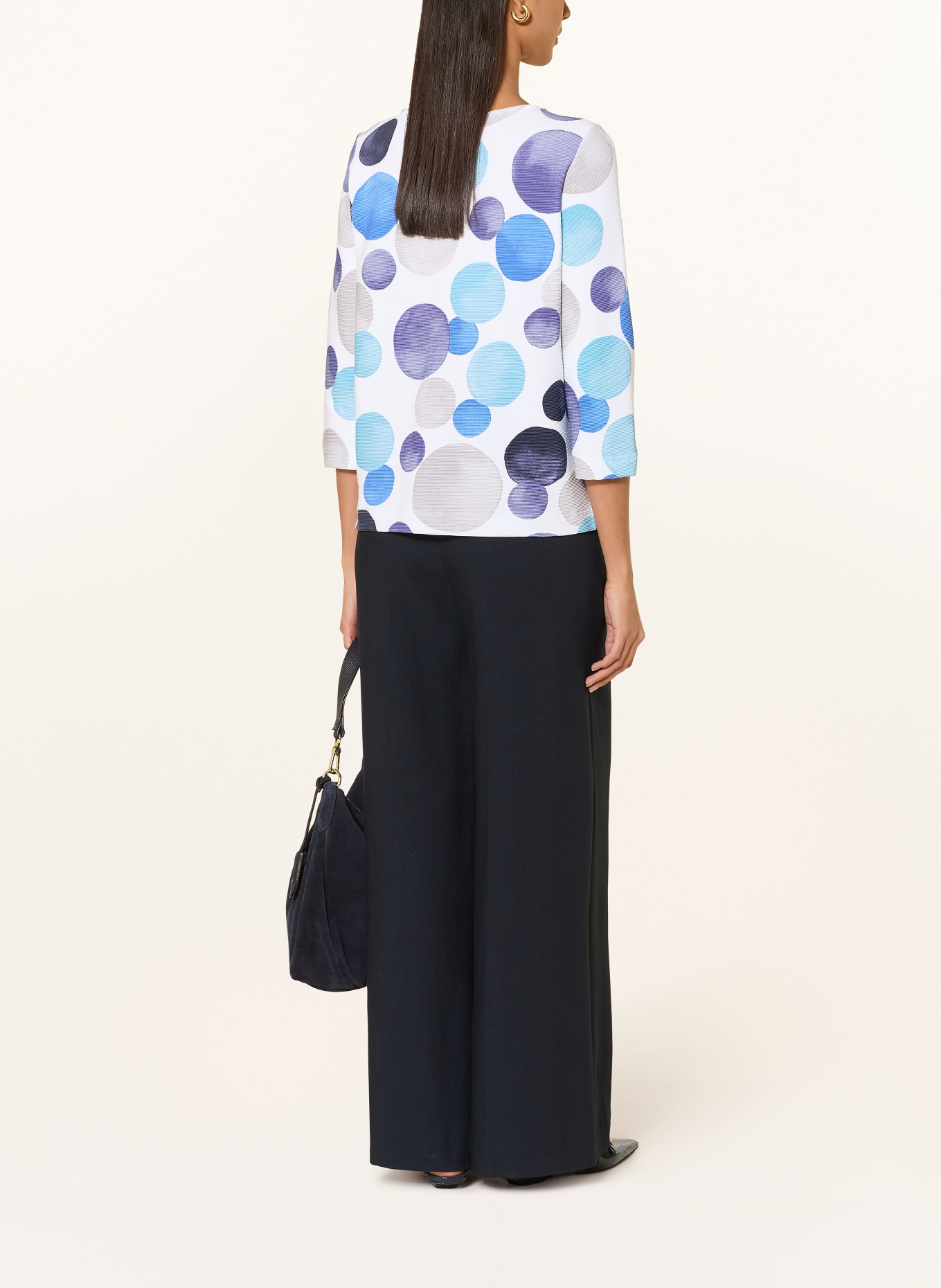 ZAÍDA Shirt with 3/4-length sleeves: WHITE / DARK PURPLE / BLUE