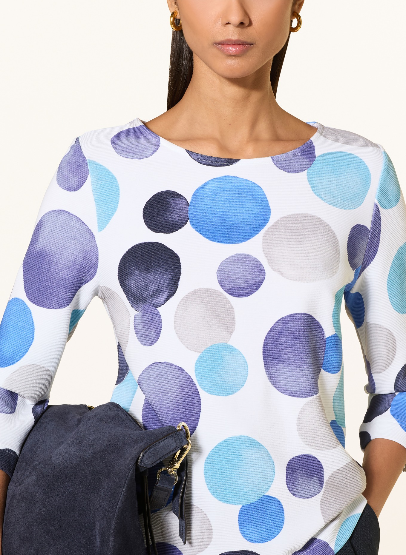 ZAÍDA Shirt with 3/4-length sleeves: WHITE / DARK PURPLE / BLUE