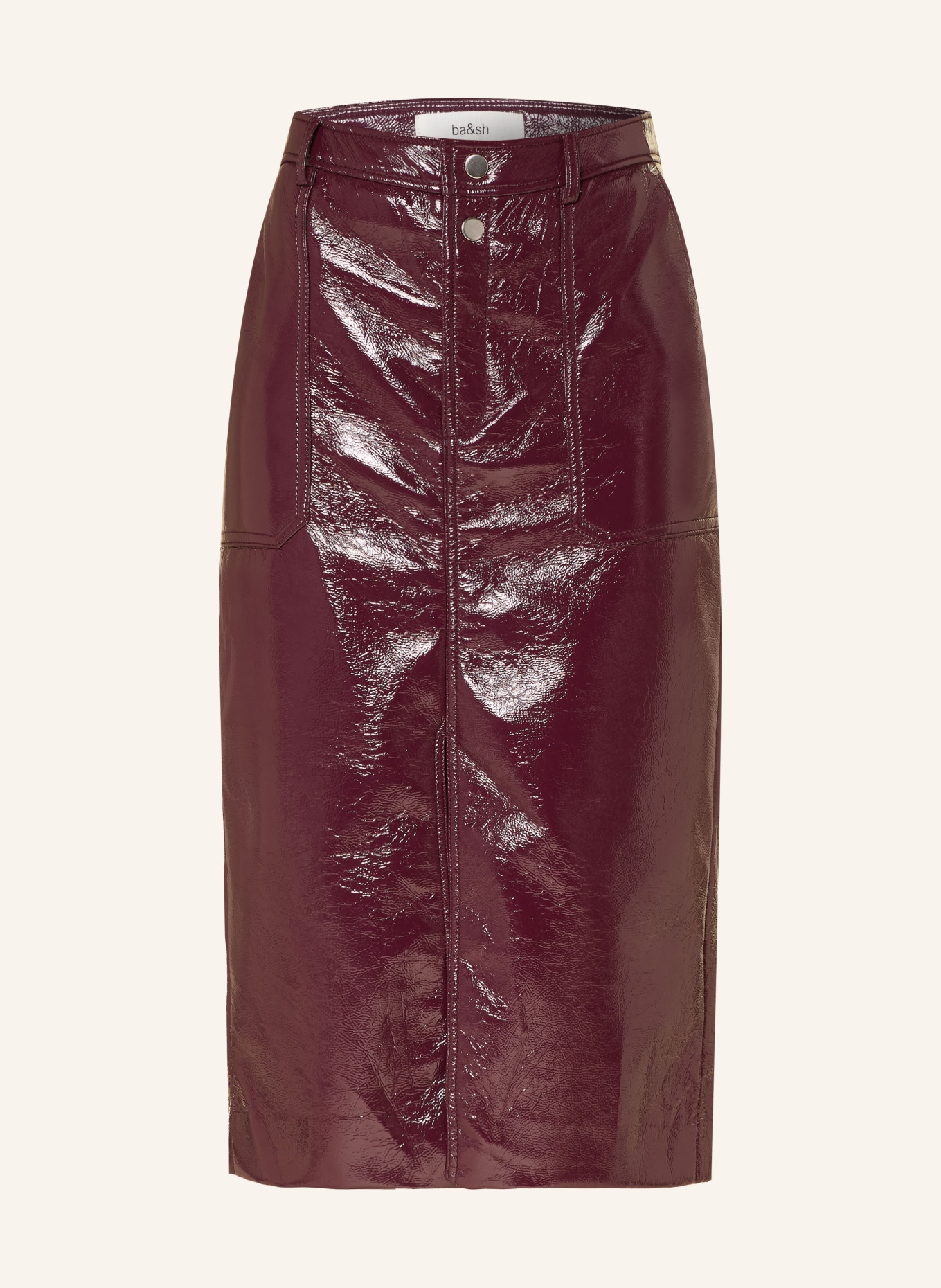 ba&sh Sukně MARYLOU v koženém vzhledu: TMAVĚ FIALOVÁ