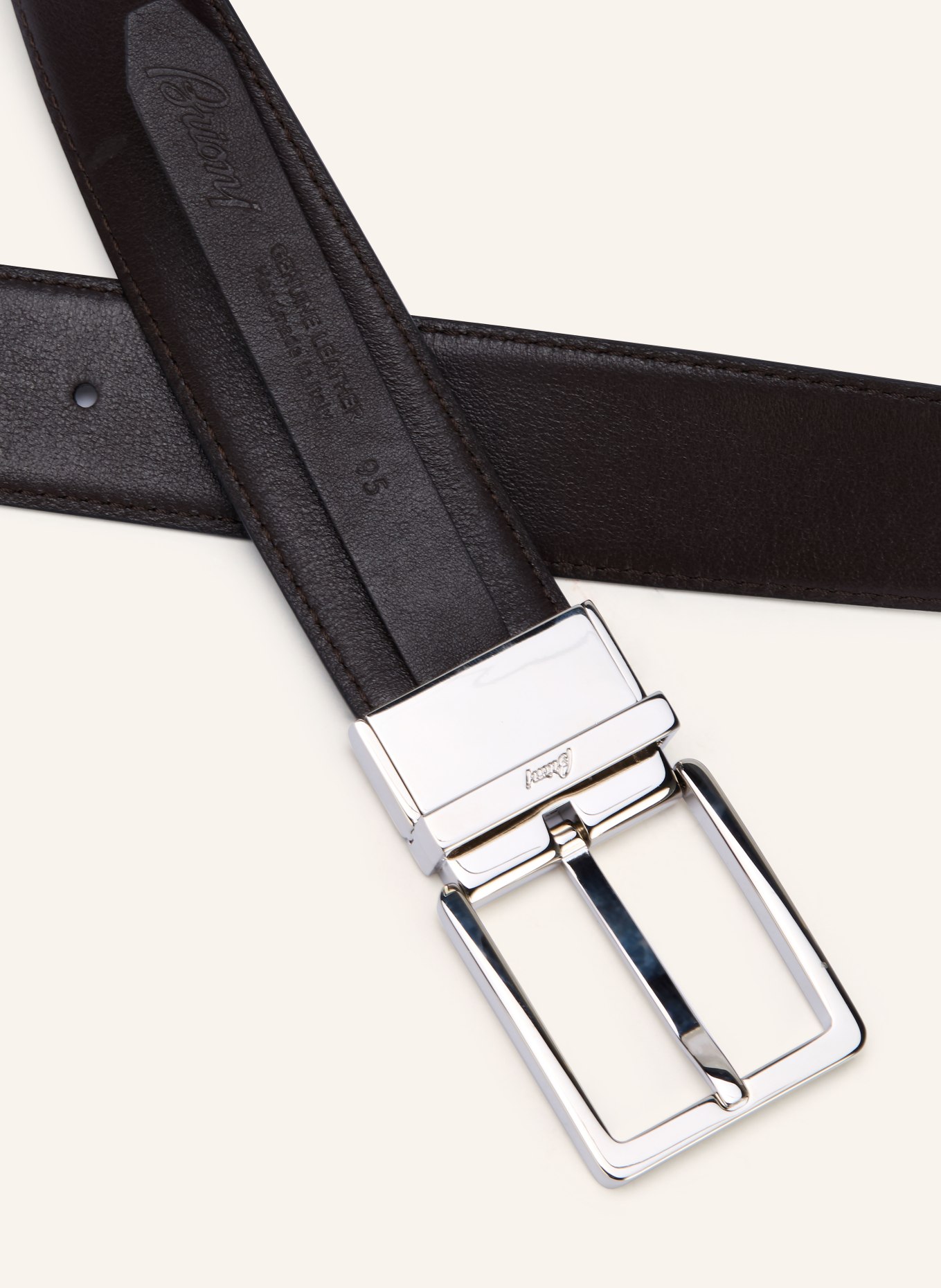 Brioni Ledergürtel: SCHWARZ / SILBER