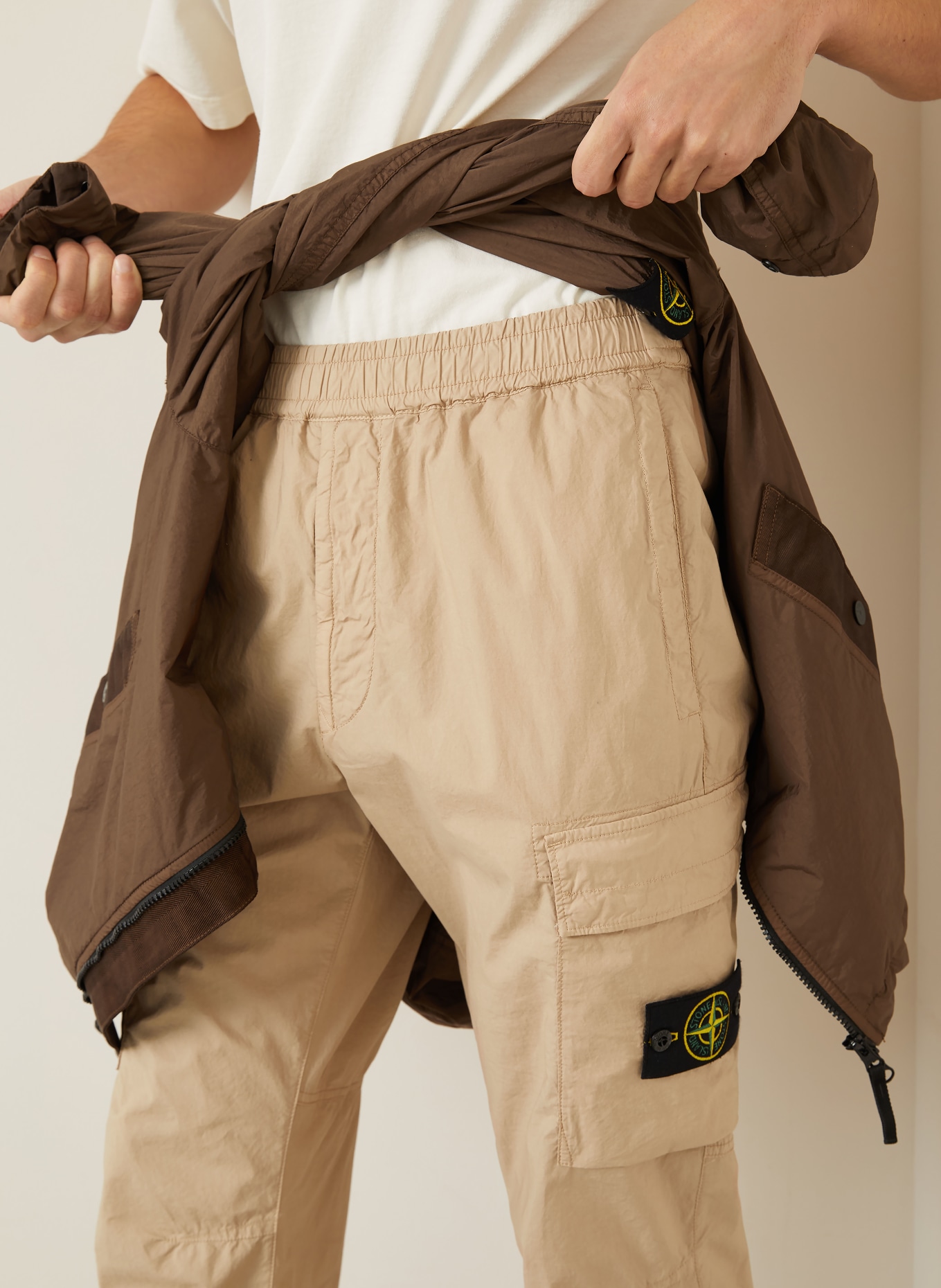STONE ISLAND Regular fit cargo pants: BEIGE