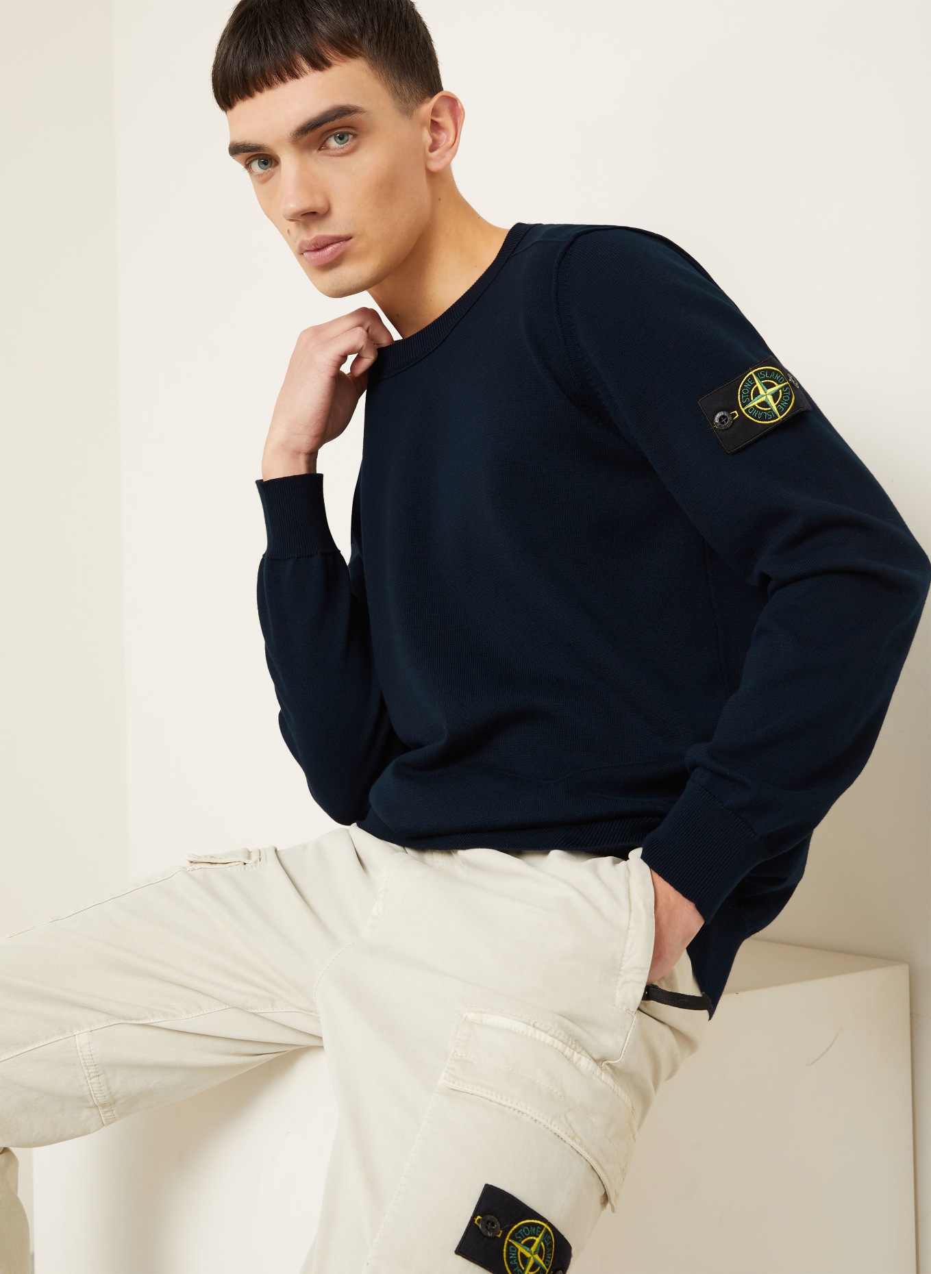 STONE ISLAND Pullover: DUNKELBLAU