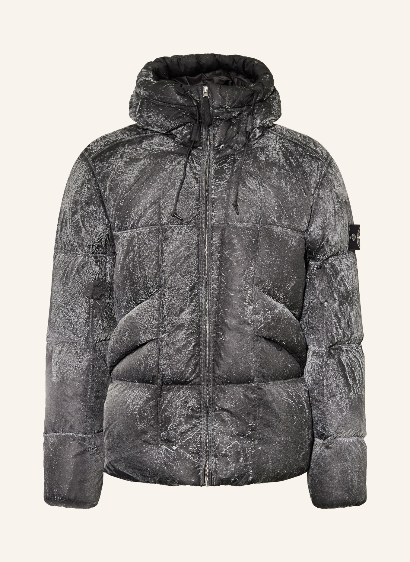 STONE ISLAND down jacket: BLACK / LIGHT GRAY