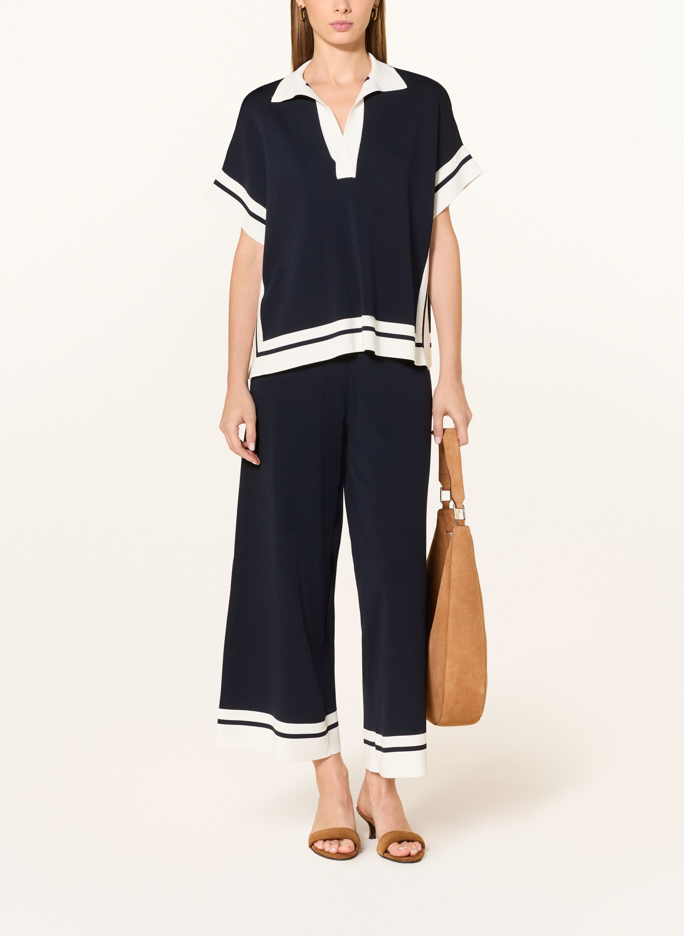 Joseph Ribkoff koszulka z dzianiny: GRANATOWY / BIAŁY