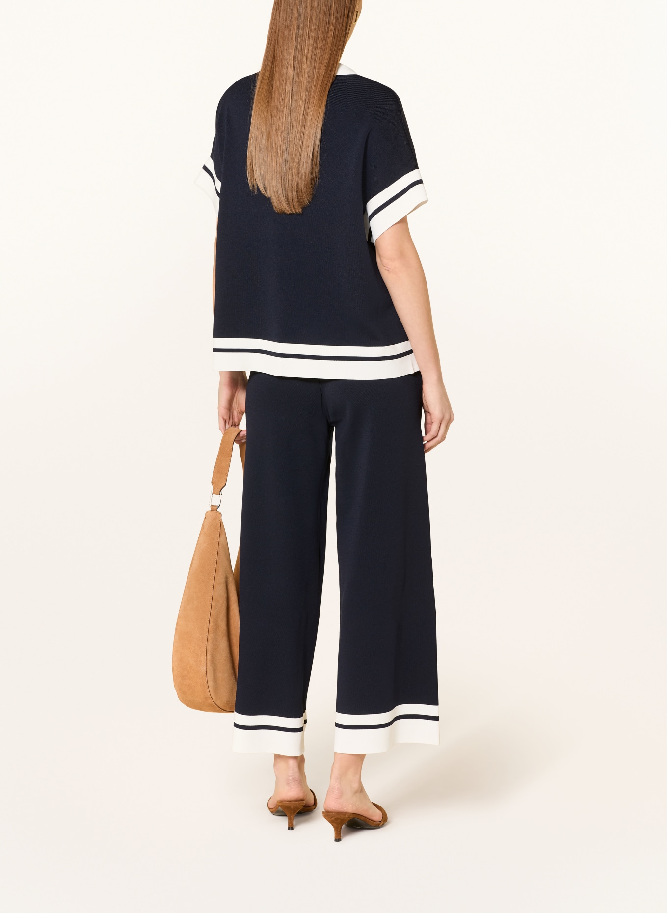 Joseph Ribkoff koszulka z dzianiny: GRANATOWY / BIAŁY