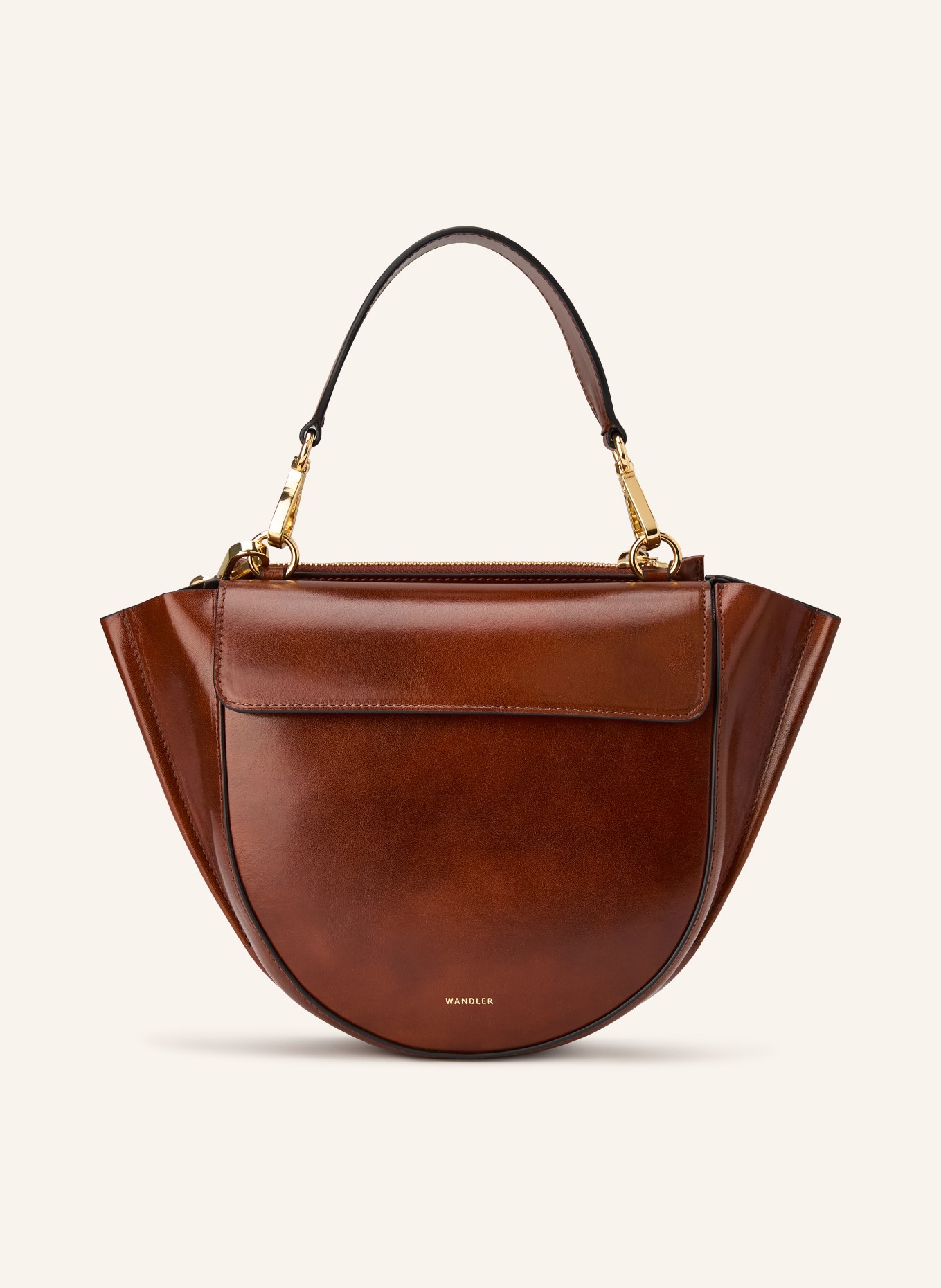 WANDLER HORTENSIA handbag: BROWN / GOLD