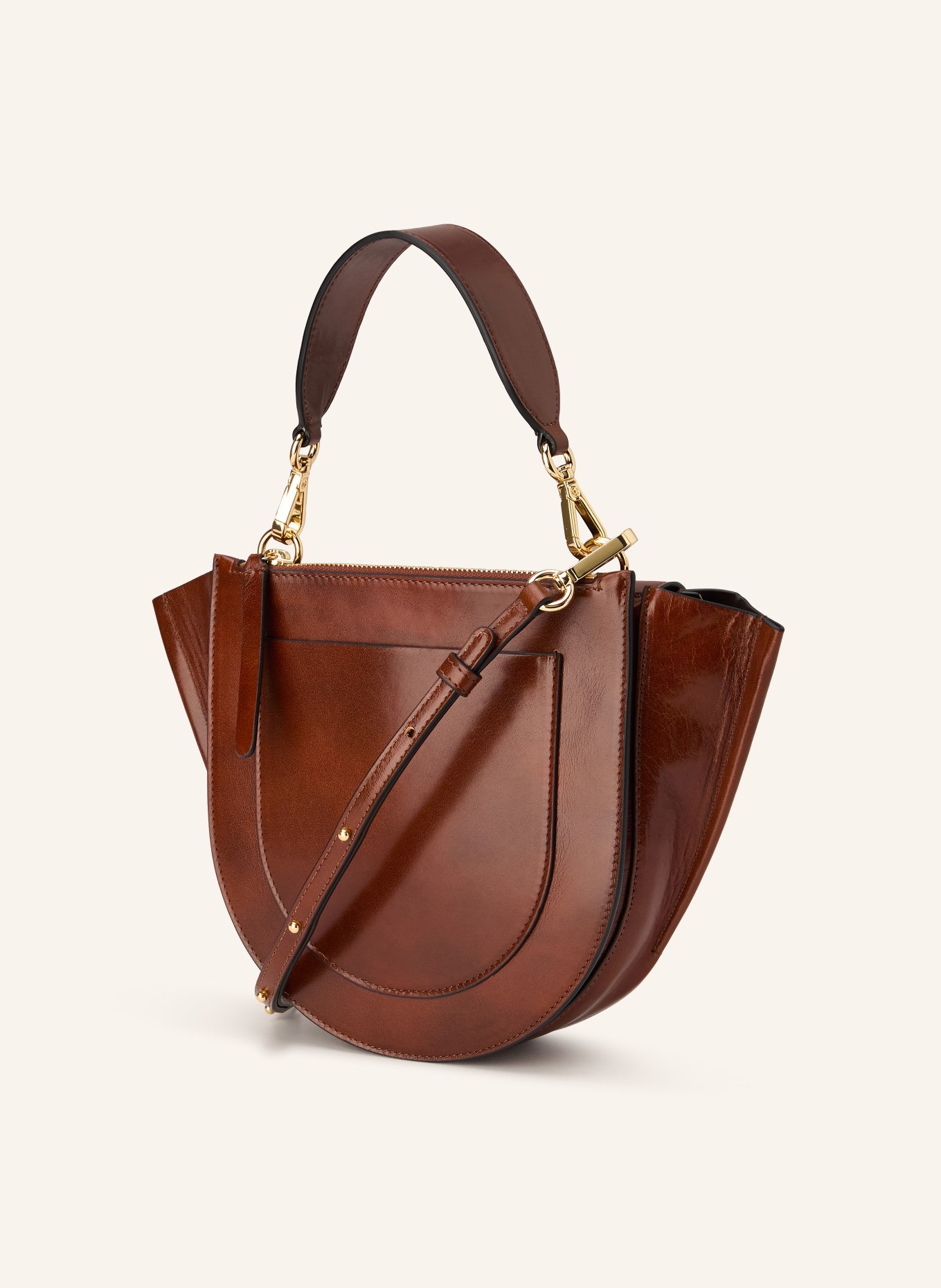 WANDLER HORTENSIA handbag: BROWN / GOLD