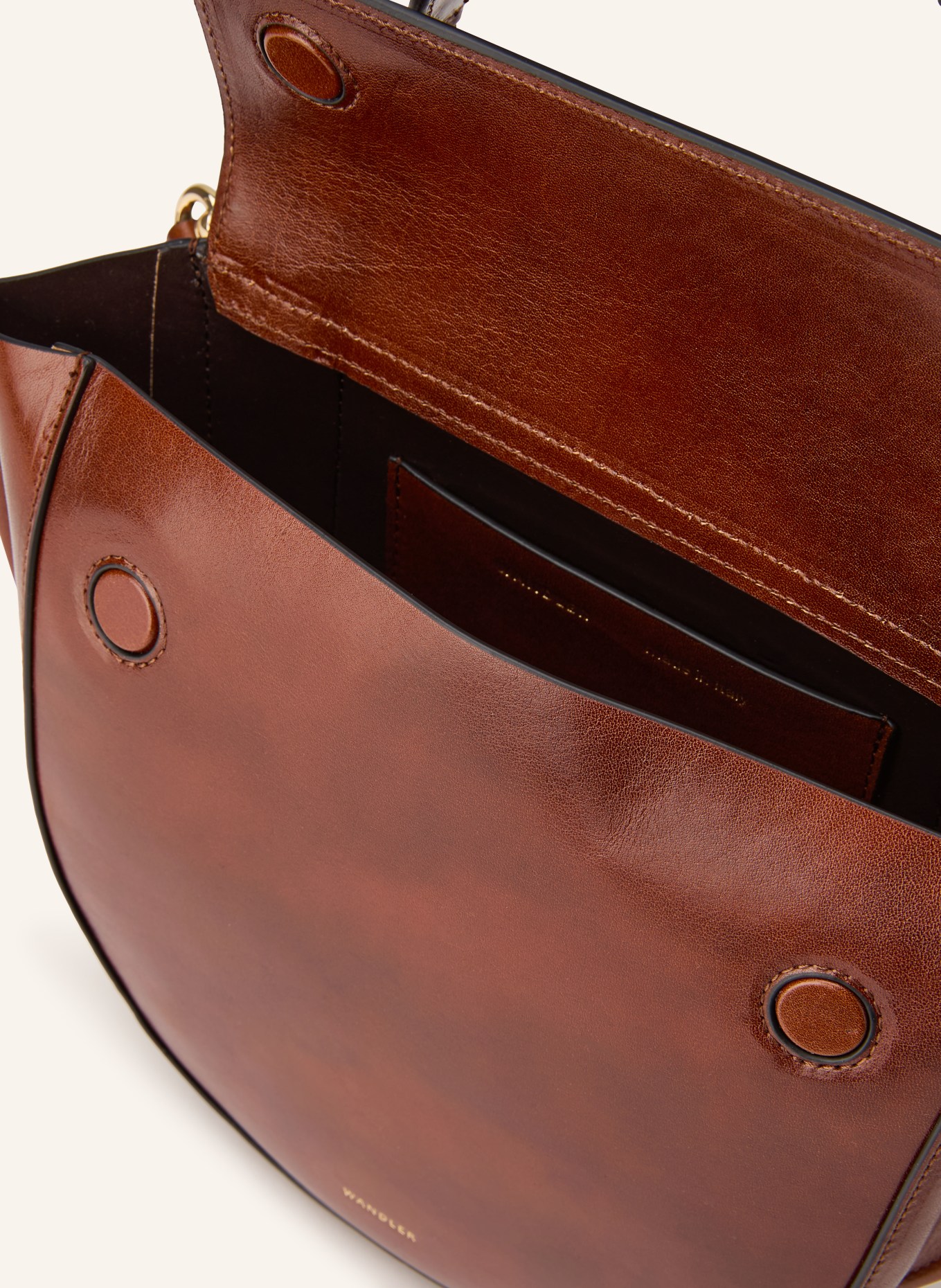 WANDLER HORTENSIA handbag: BROWN / GOLD