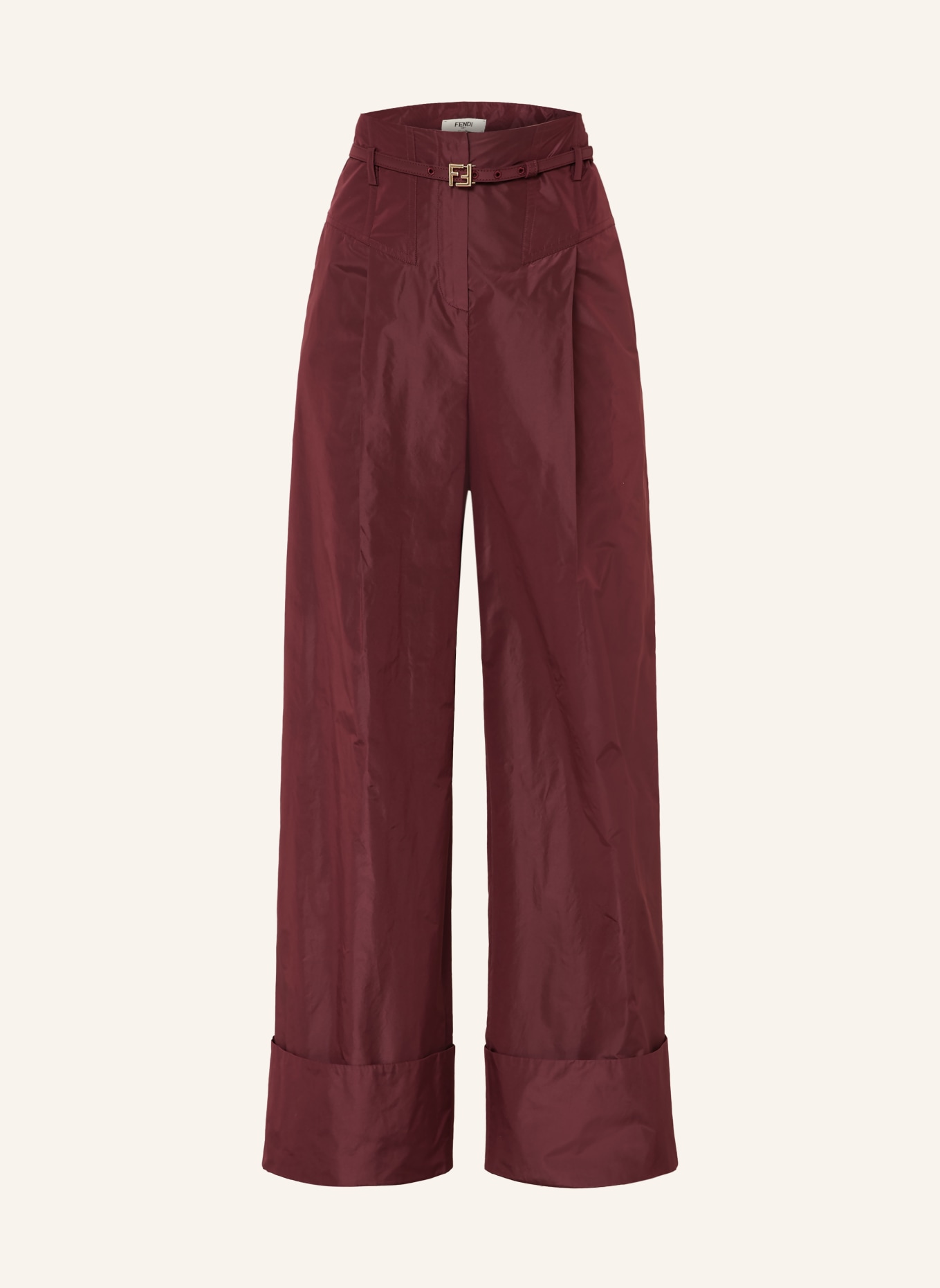 FENDI Merlenehose aus Seide: DUNKELROT