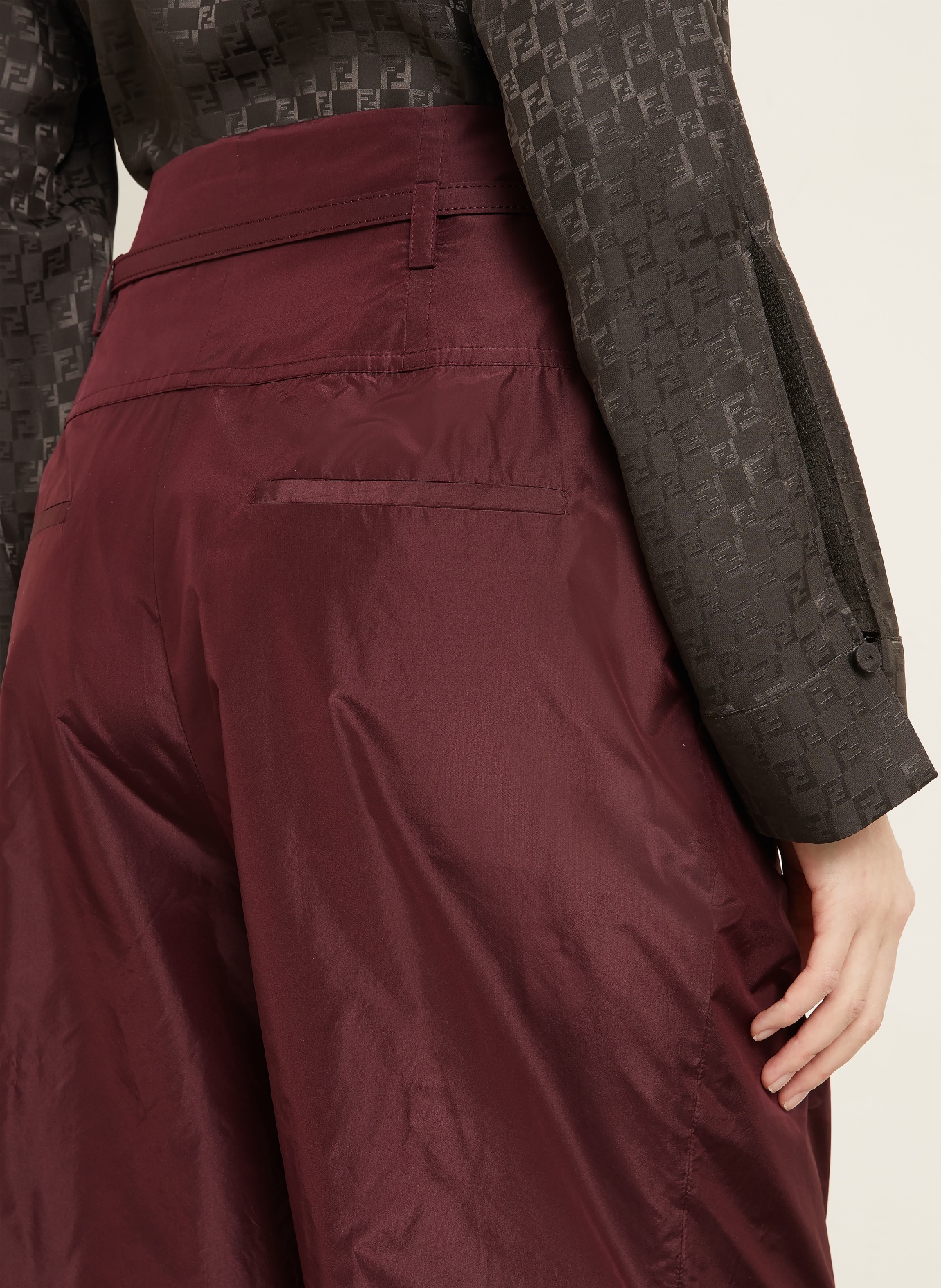 FENDI Merlenehose aus Seide: DUNKELROT