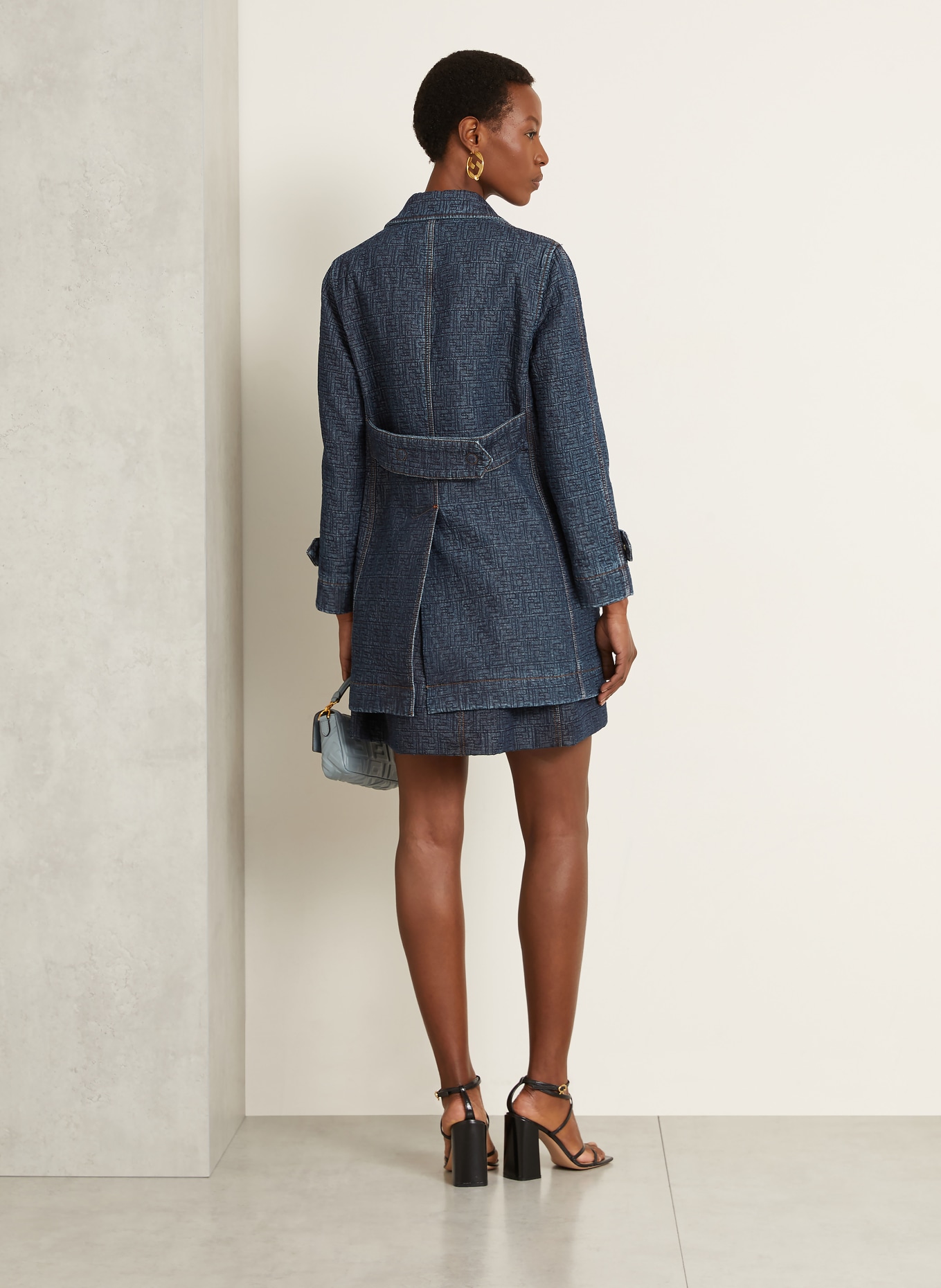 FENDI Denim-look pea coat: BLUE