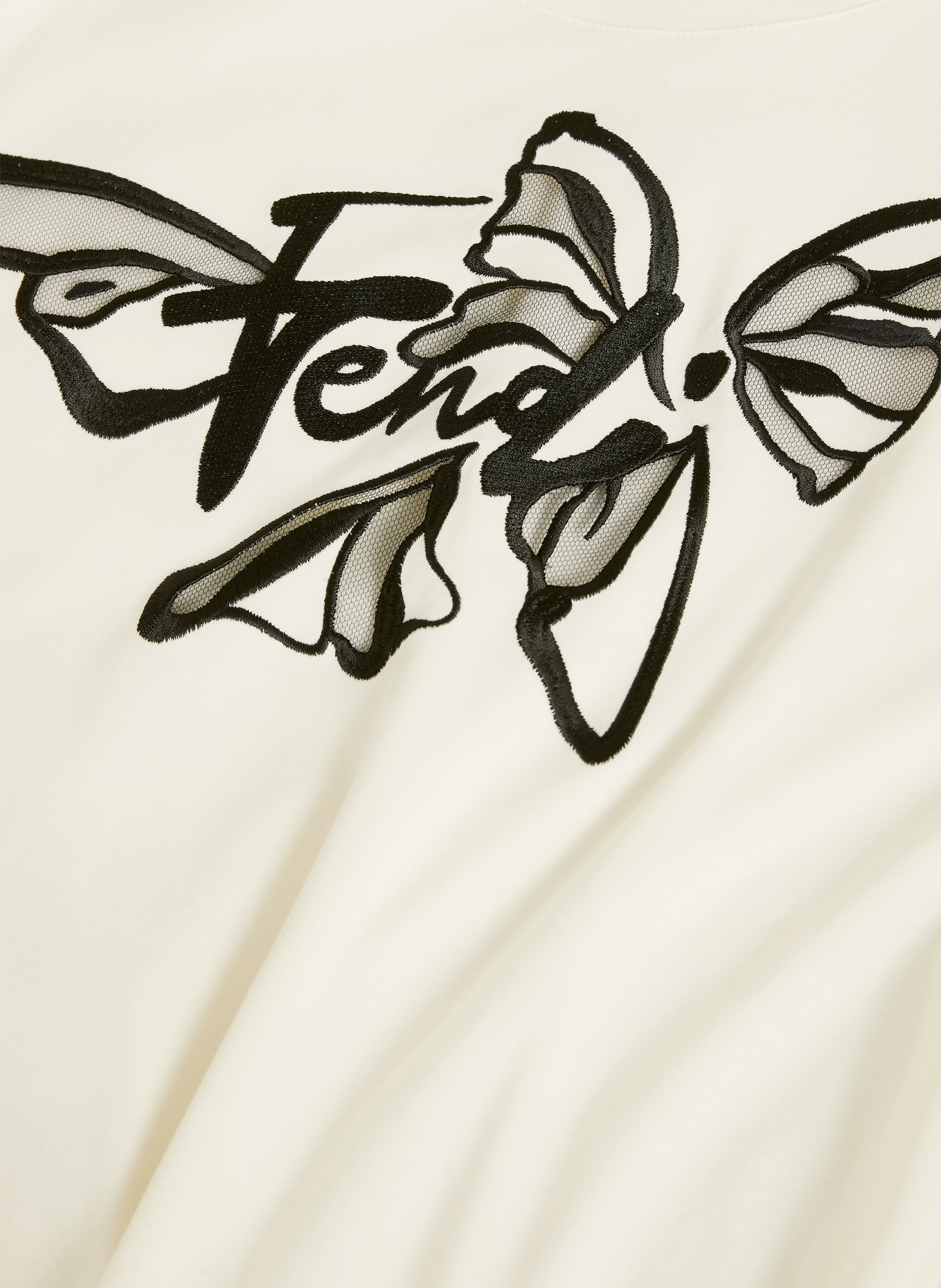 FENDI T-shirt with embroidery: CREAM / BLACK
