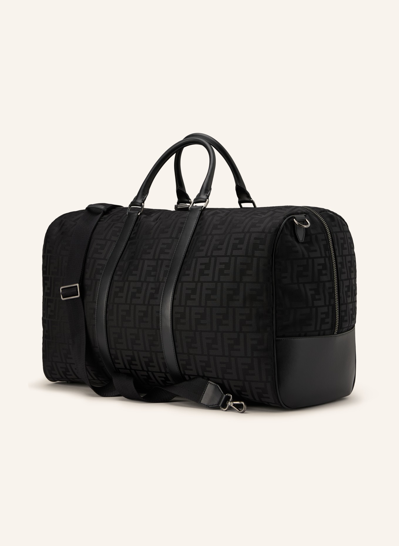 FENDI Cestovní taška FF LARGE: ČERNÁ / STŘÍBRNÁ