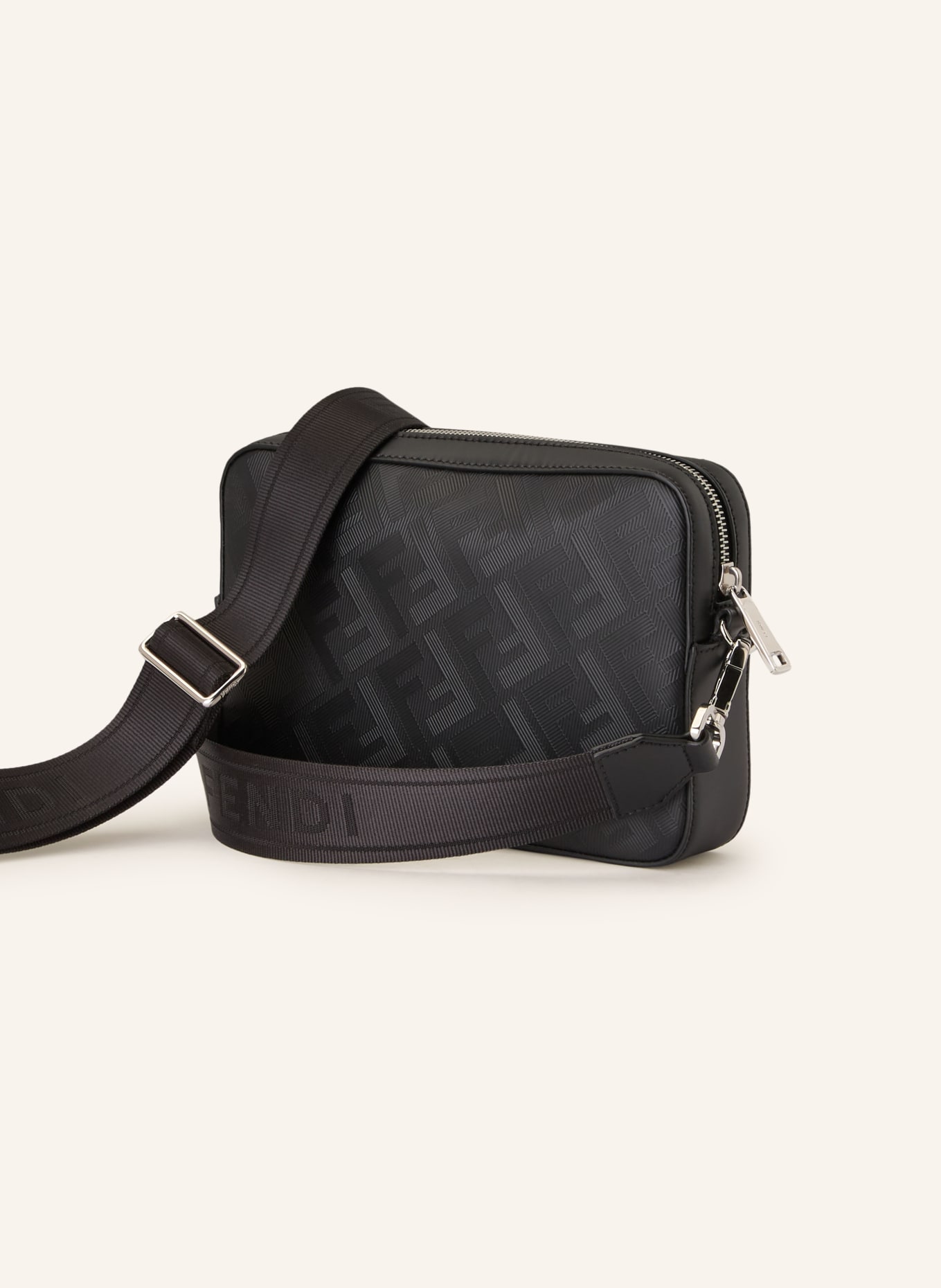 FENDI CAMERA CASE FENDI DIAGONAL shoulder bag: BLACK / SILVER