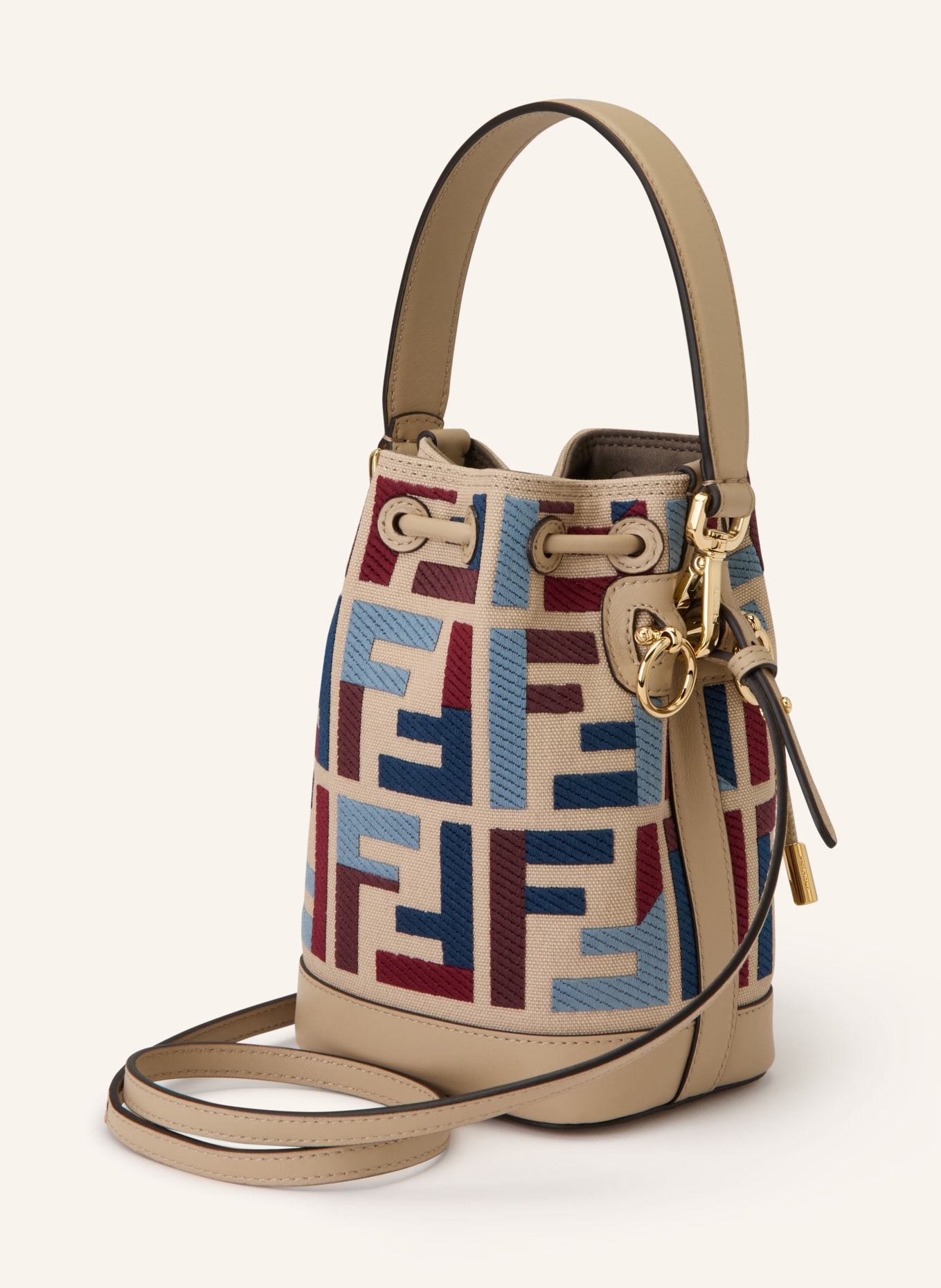 FENDI Beuteltasche MON TRESOR: BEIGE / DUNKELROT / DUNKELBLAU