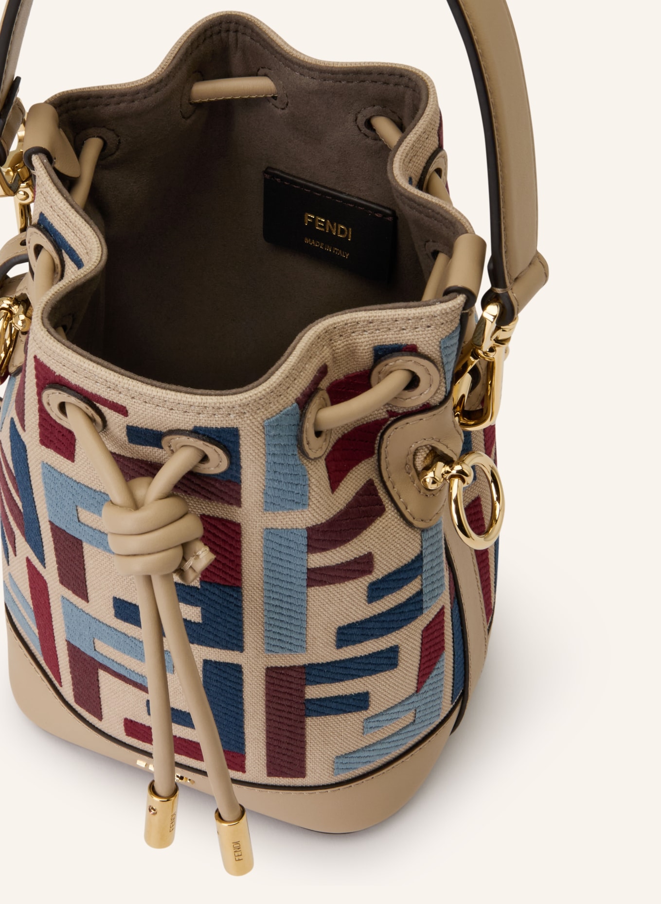 FENDI Beuteltasche MON TRESOR: BEIGE / DUNKELROT / DUNKELBLAU