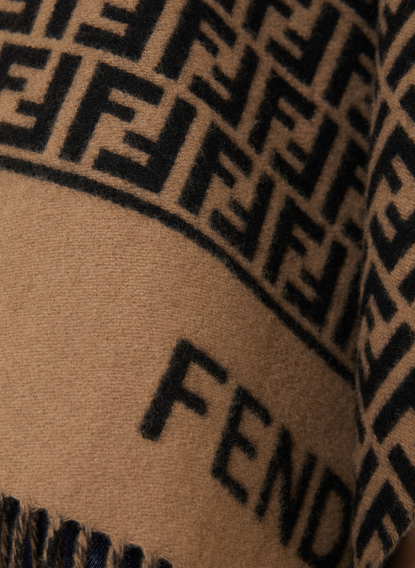 FENDI Žakárový plášť: HNĚDÁ / ČERNÁ