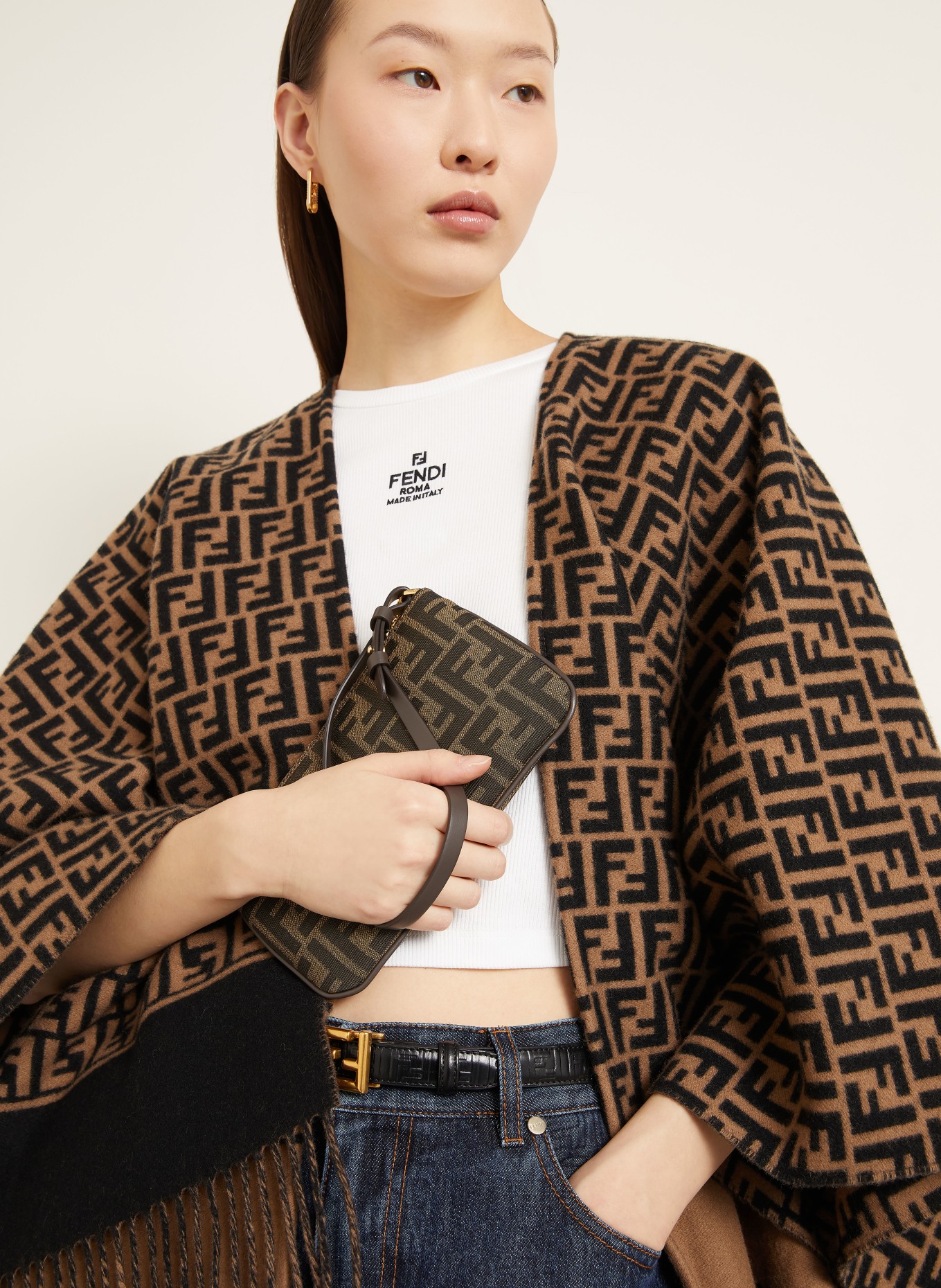 FENDI BAGUETTE shoulder bag: DARK BROWN / BROWN