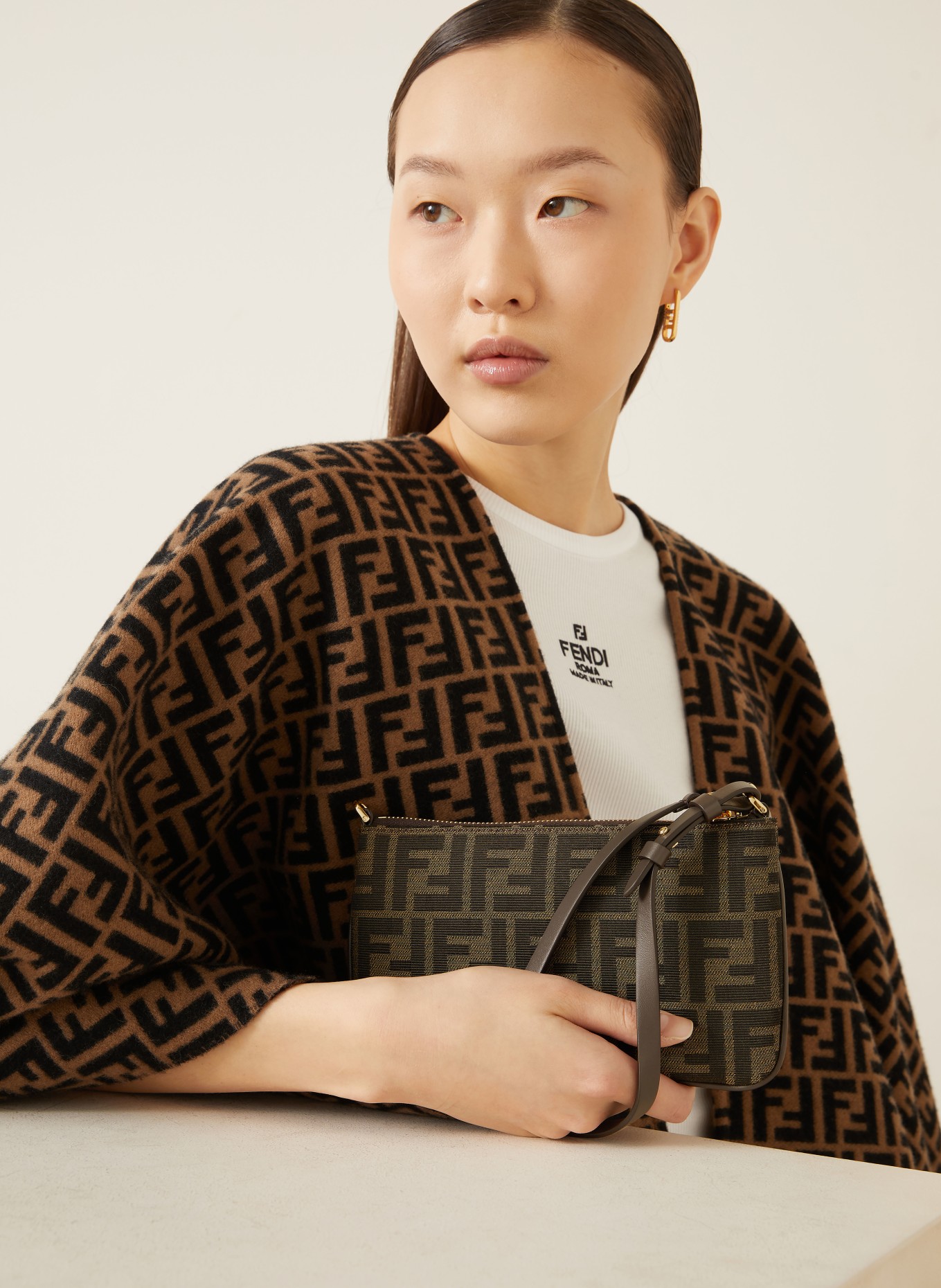 FENDI BAGUETTE shoulder bag: DARK BROWN / BROWN