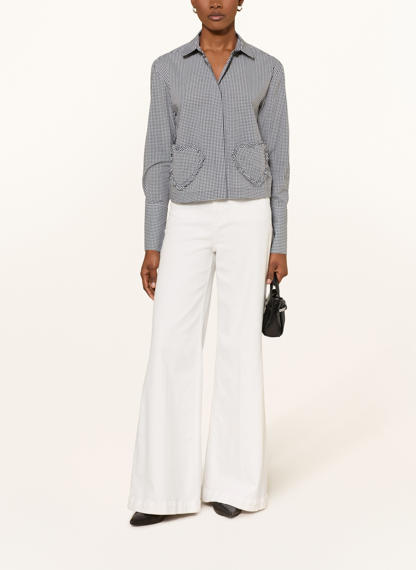 van Laack Shirt blouse VL-PONCYS-PV: BLACK / WHITE