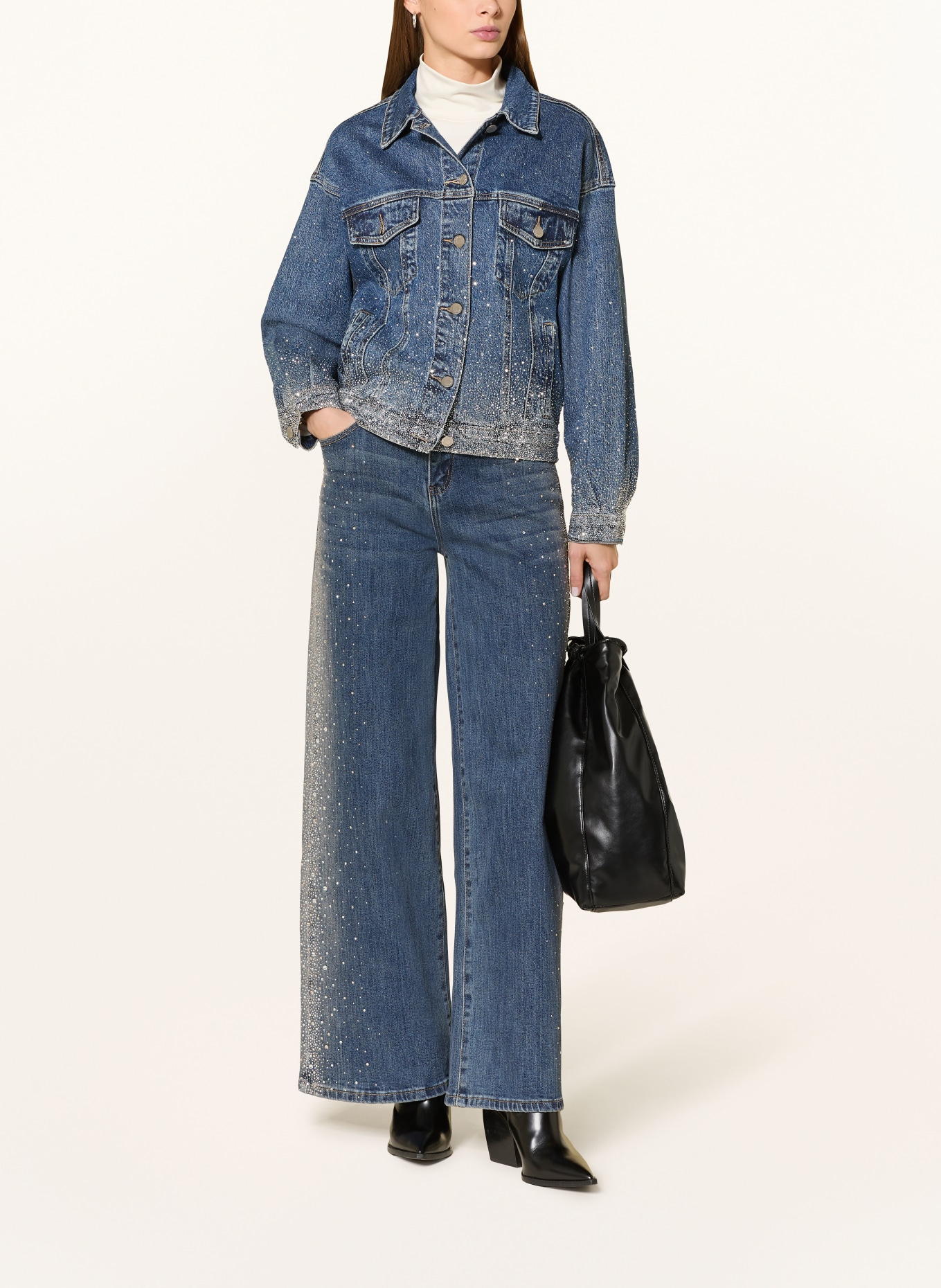 miss goodlife Jeansjacke mit Schmucksteinen: BLAU